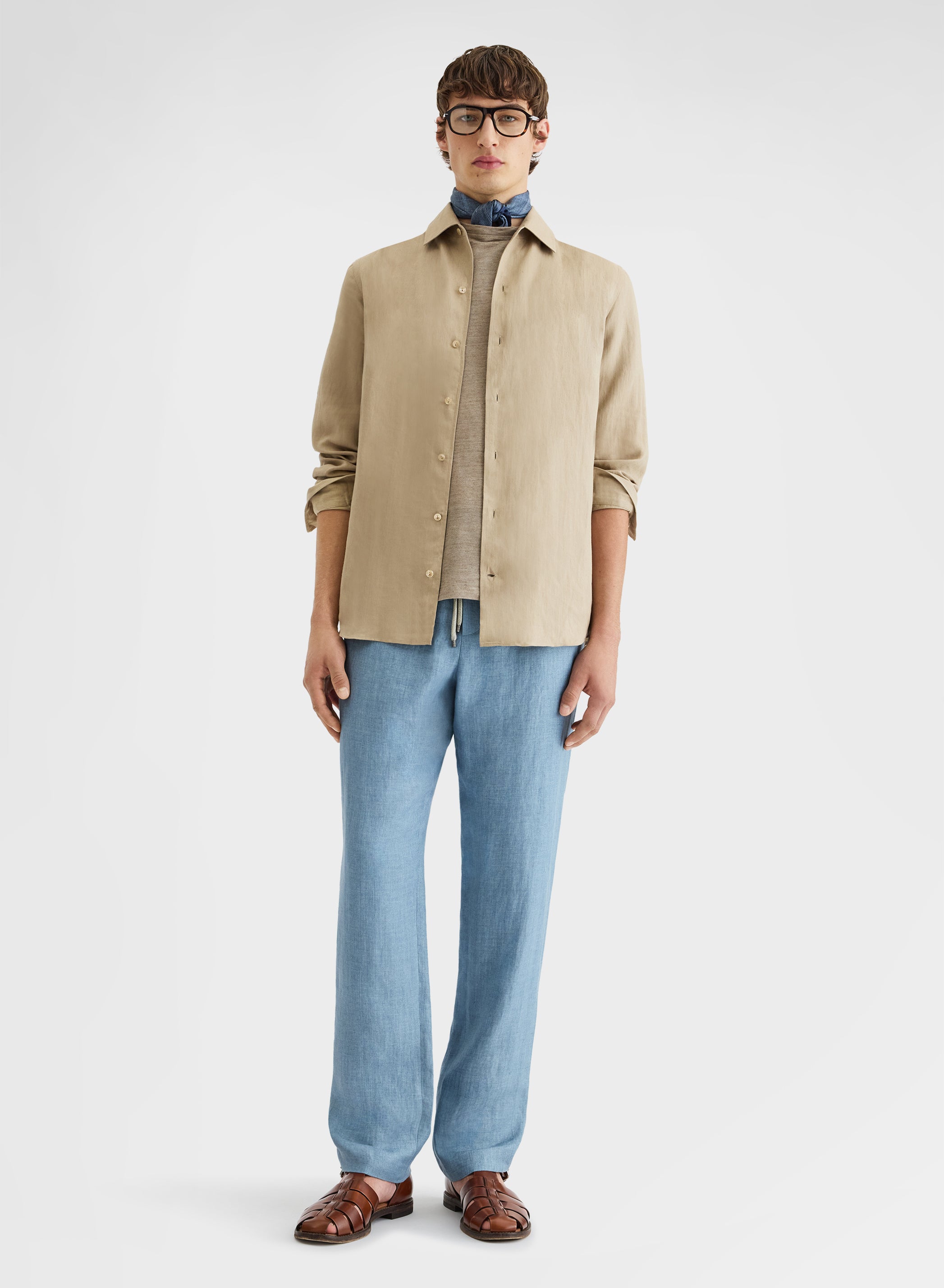 Khaki Linen Jacket Unstructured | Agnona