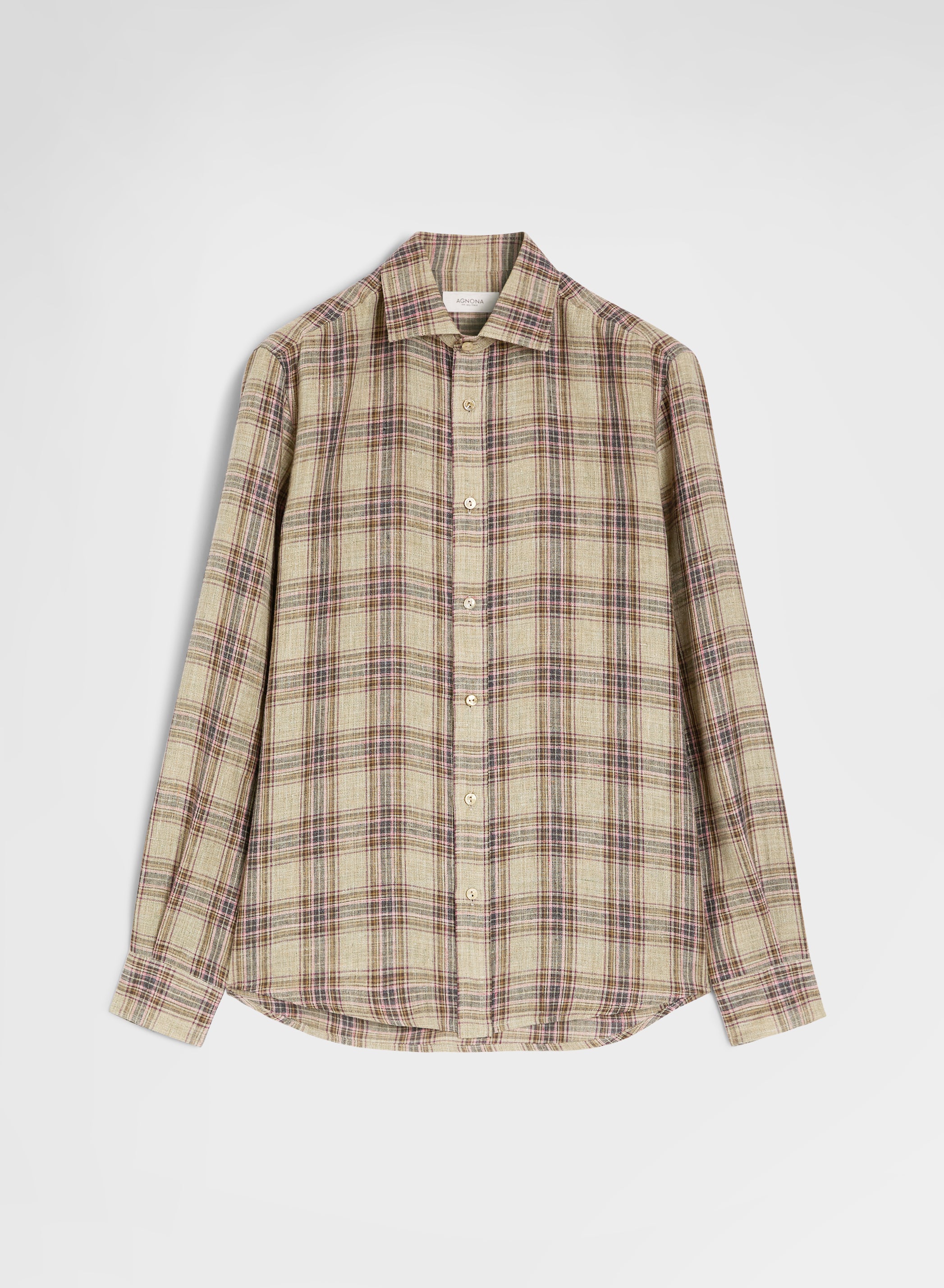 CHECKED LINEN SHIRT KHAKI