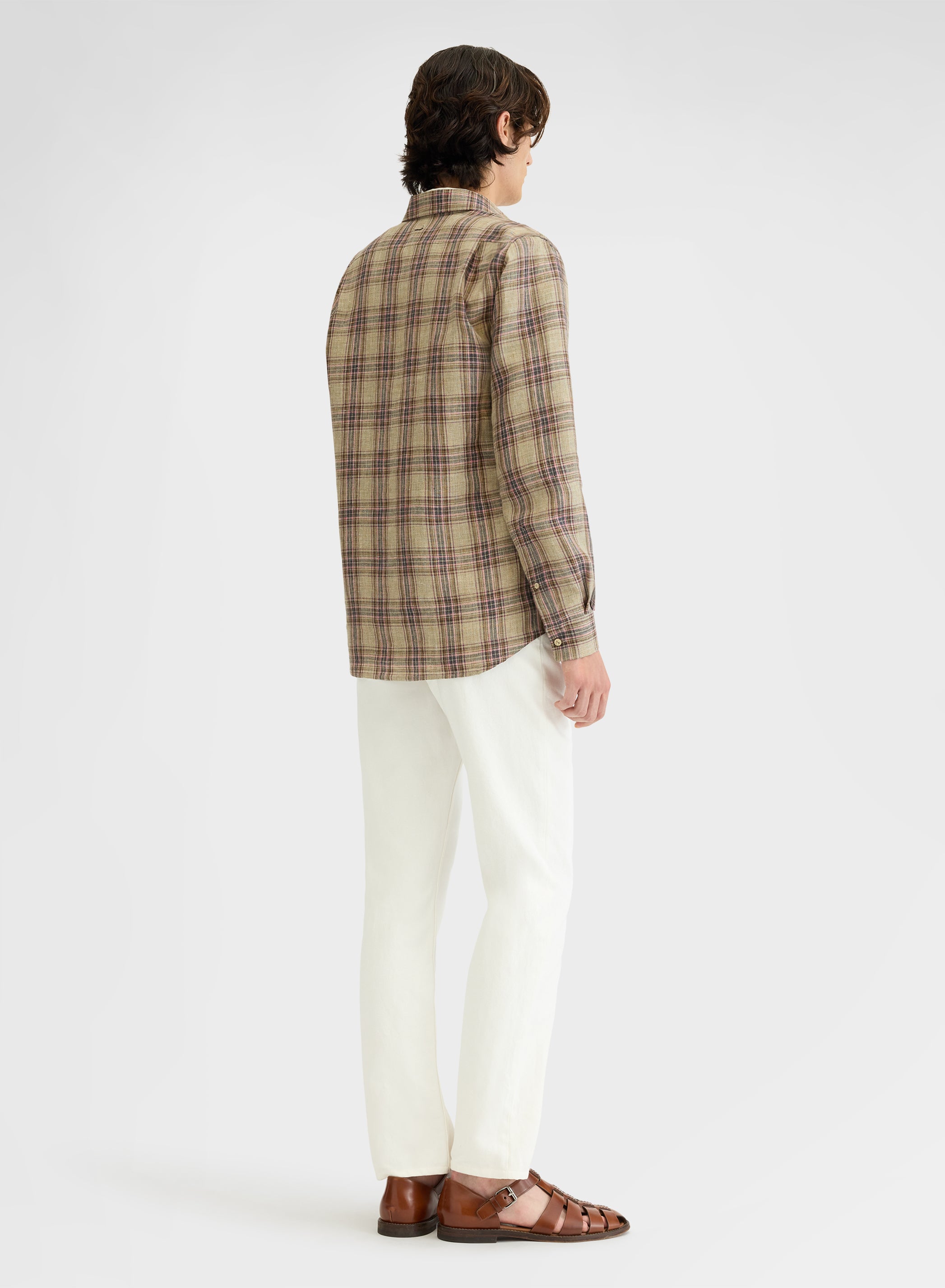 CHECKED LINEN SHIRT KHAKI