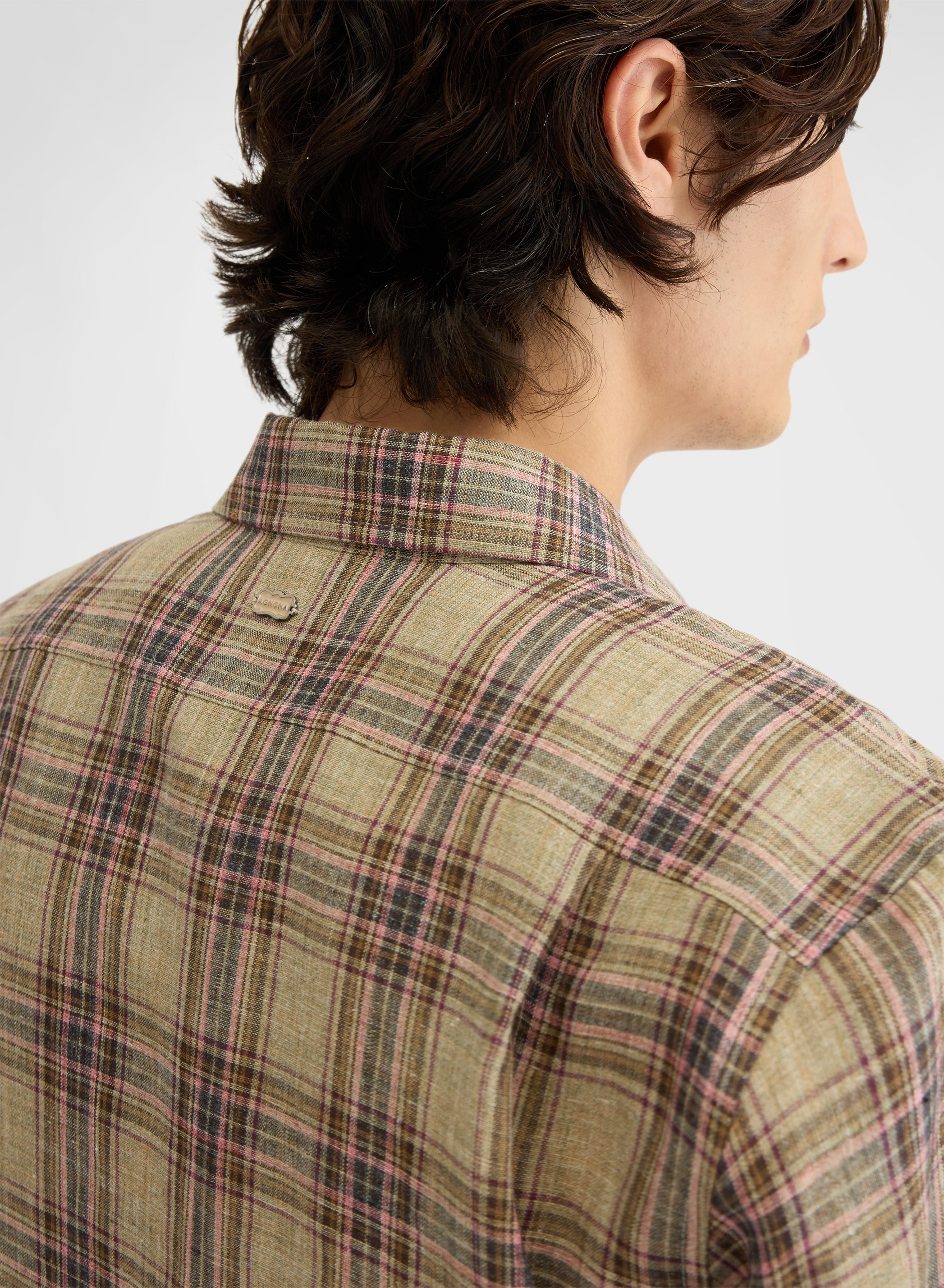 CHECKED LINEN SHIRT KHAKI