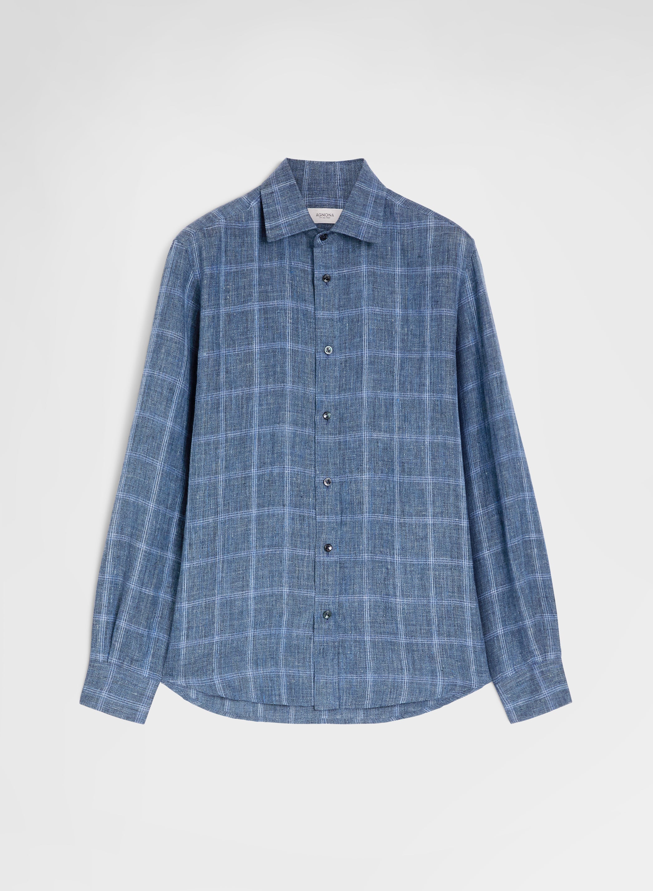 CHECKED LINEN SHIRT NAVY