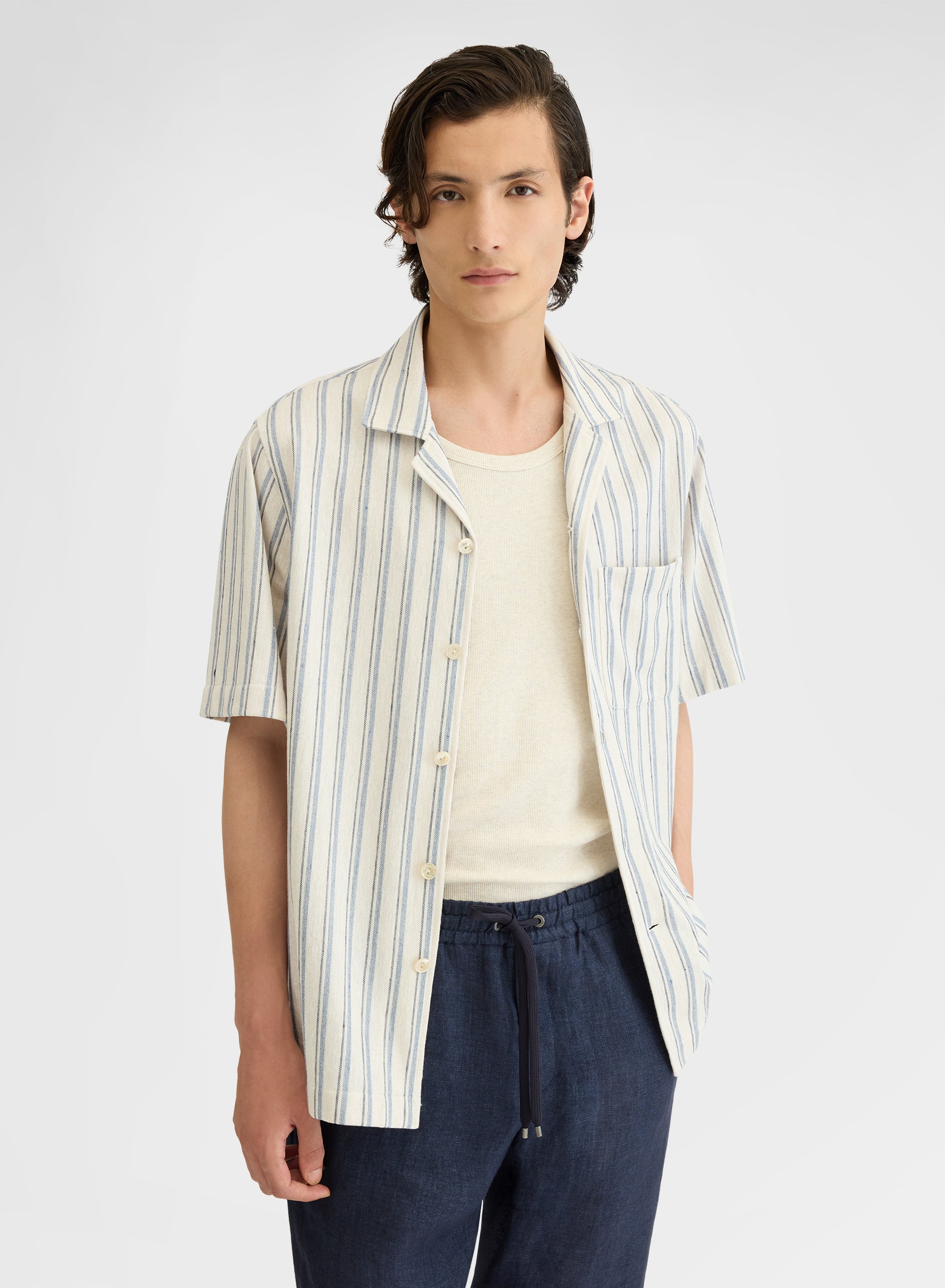 STRIPED JERSEY SHIRT DUSTY BLUE