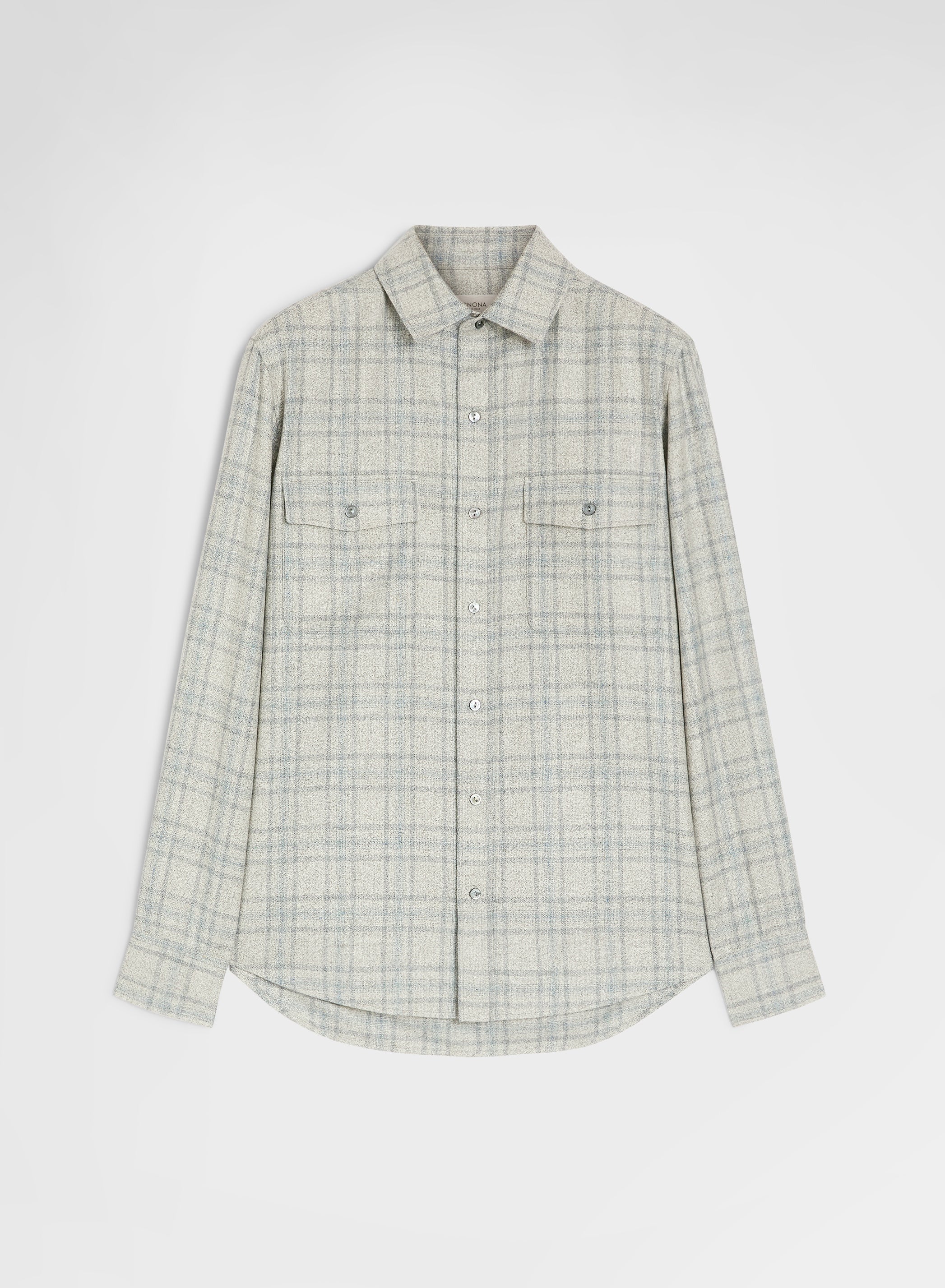 CHECK SABLE SHIRT DUSTY BLUE