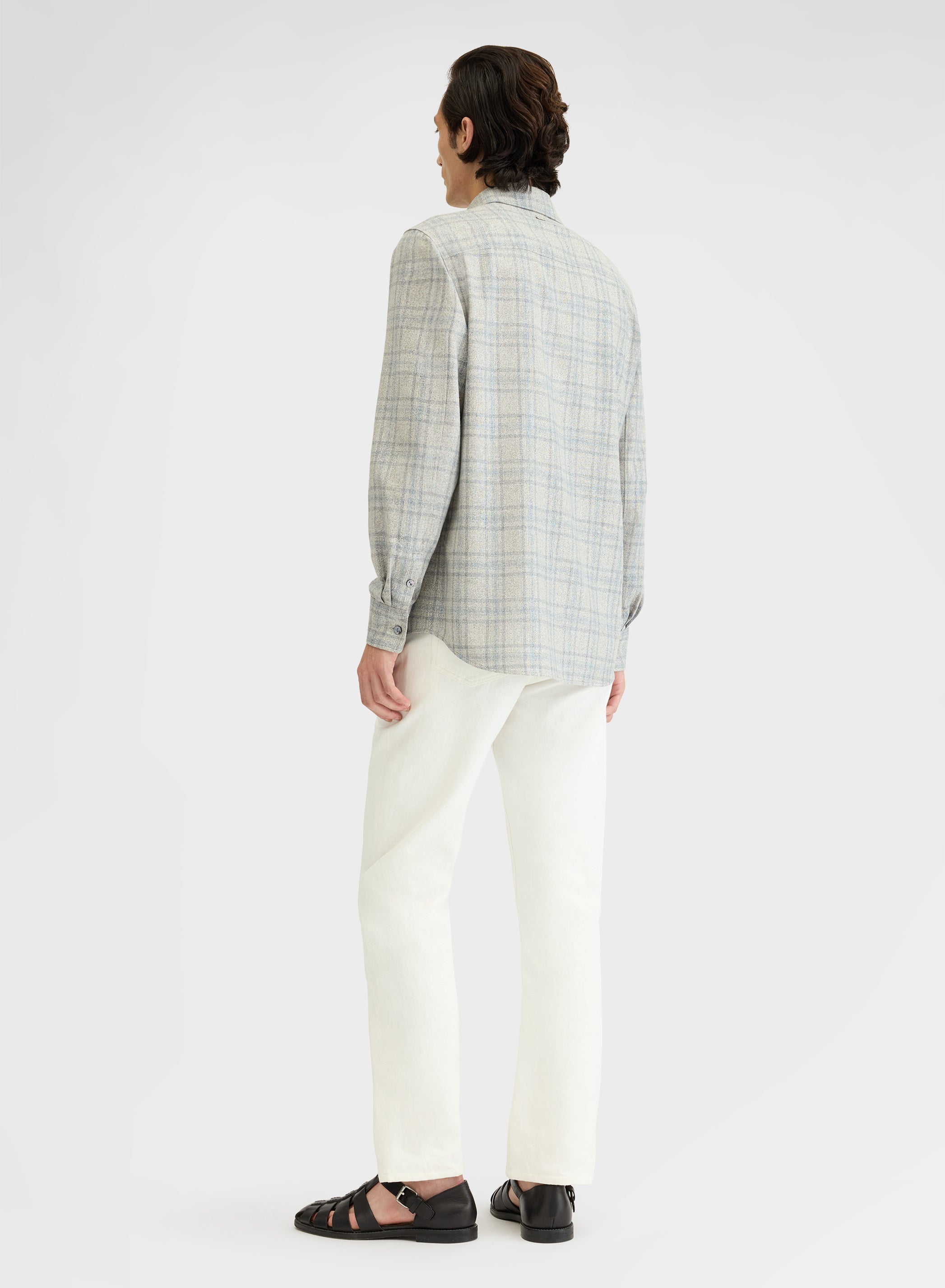 CHECK SABLE SHIRT DUSTY BLUE