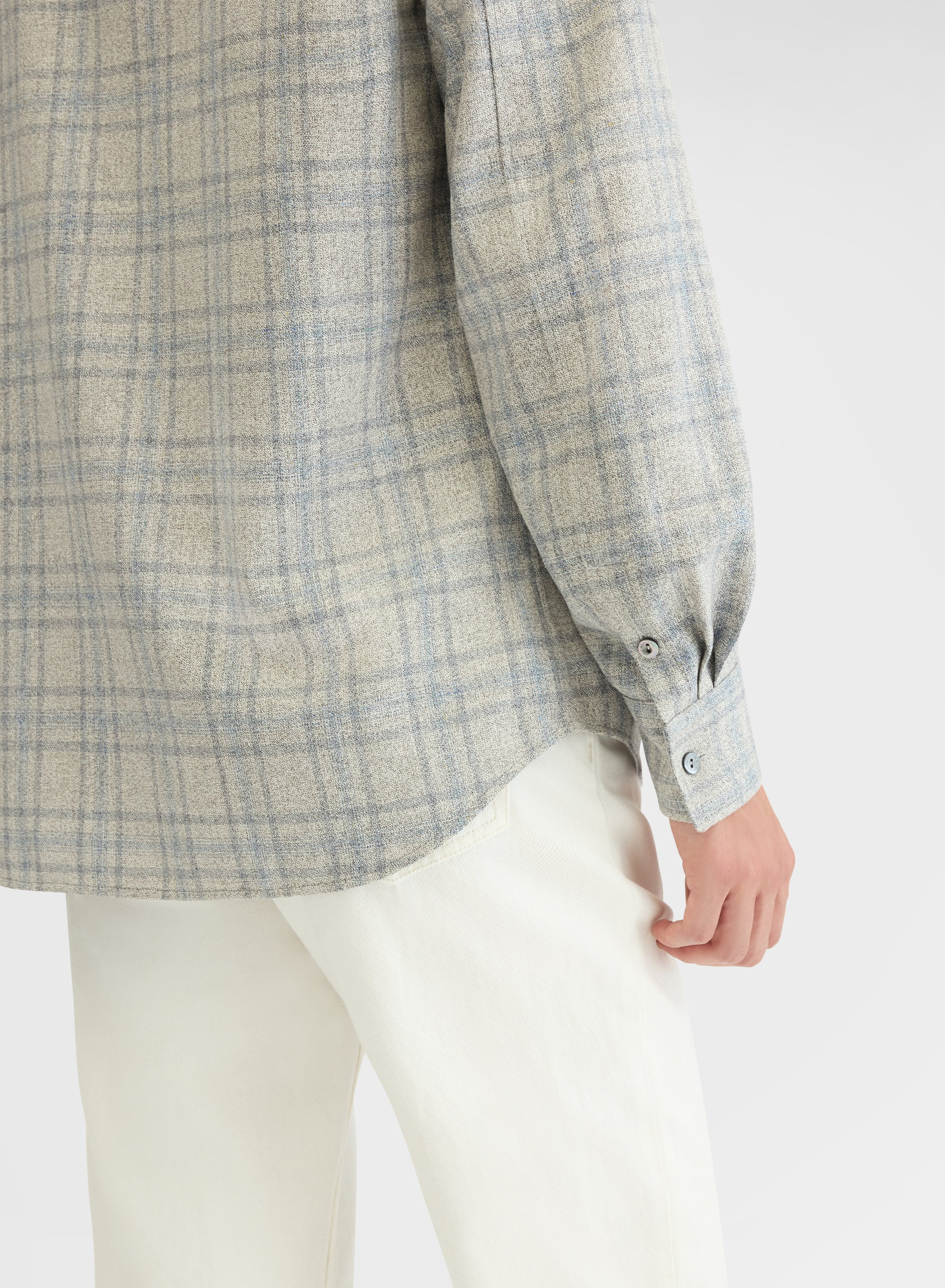 CHECK SABLE SHIRT DUSTY BLUE