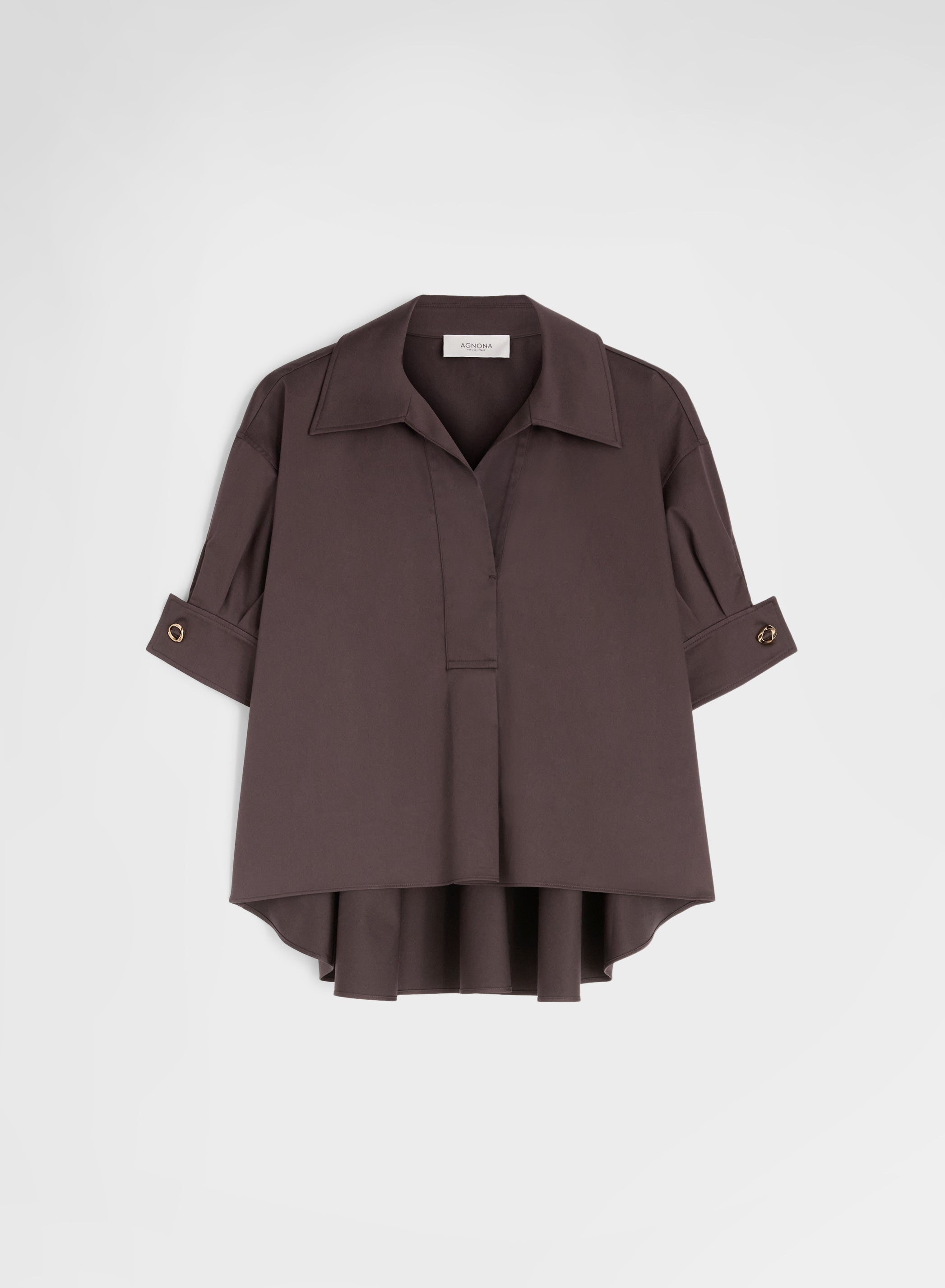 COTTON SATIN SHIRT CHOCOLATE