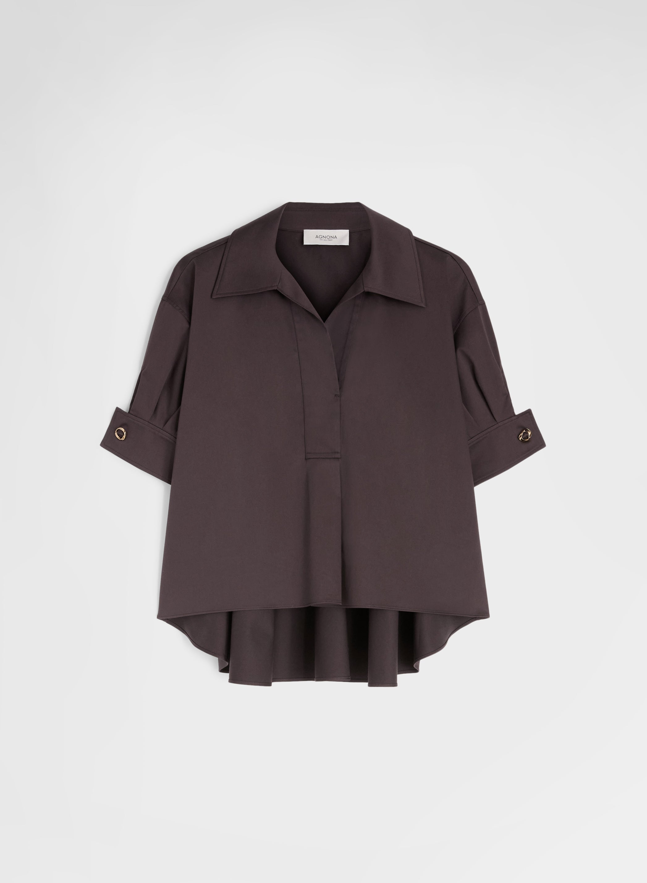 COTTON SATIN SHIRT CHOCOLATE