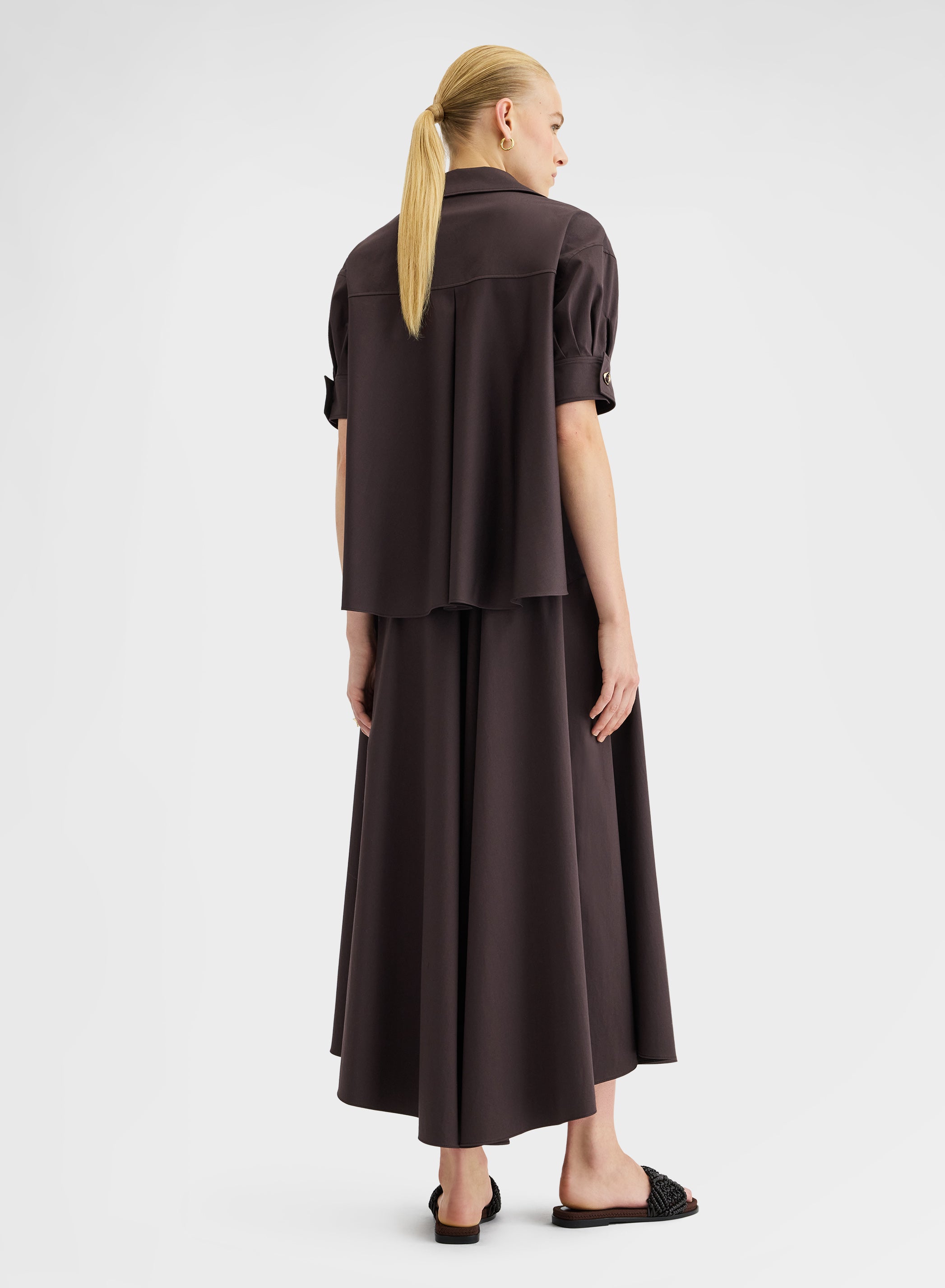 COTTON SATIN SHIRT CHOCOLATE