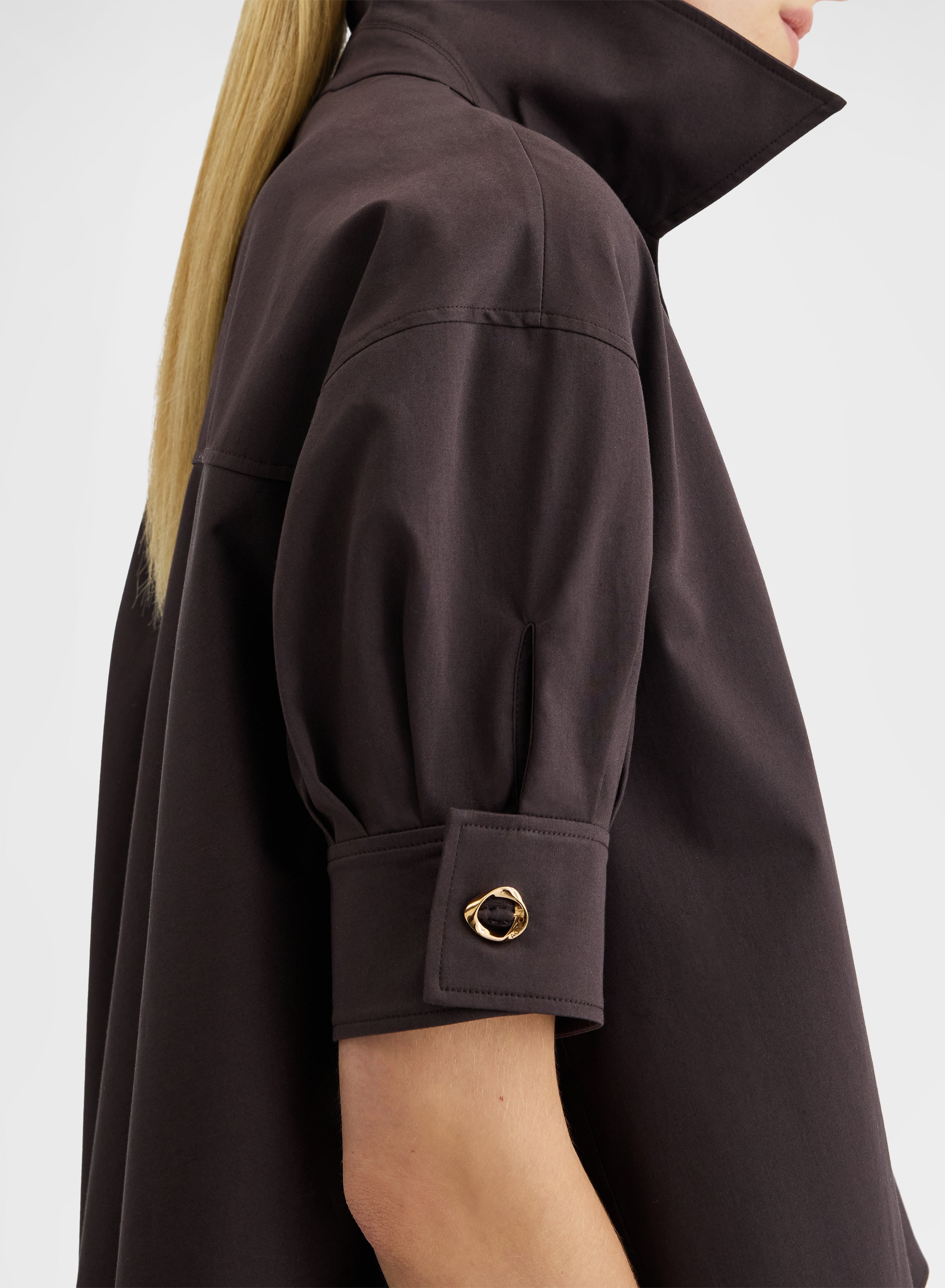 COTTON SATIN SHIRT CHOCOLATE