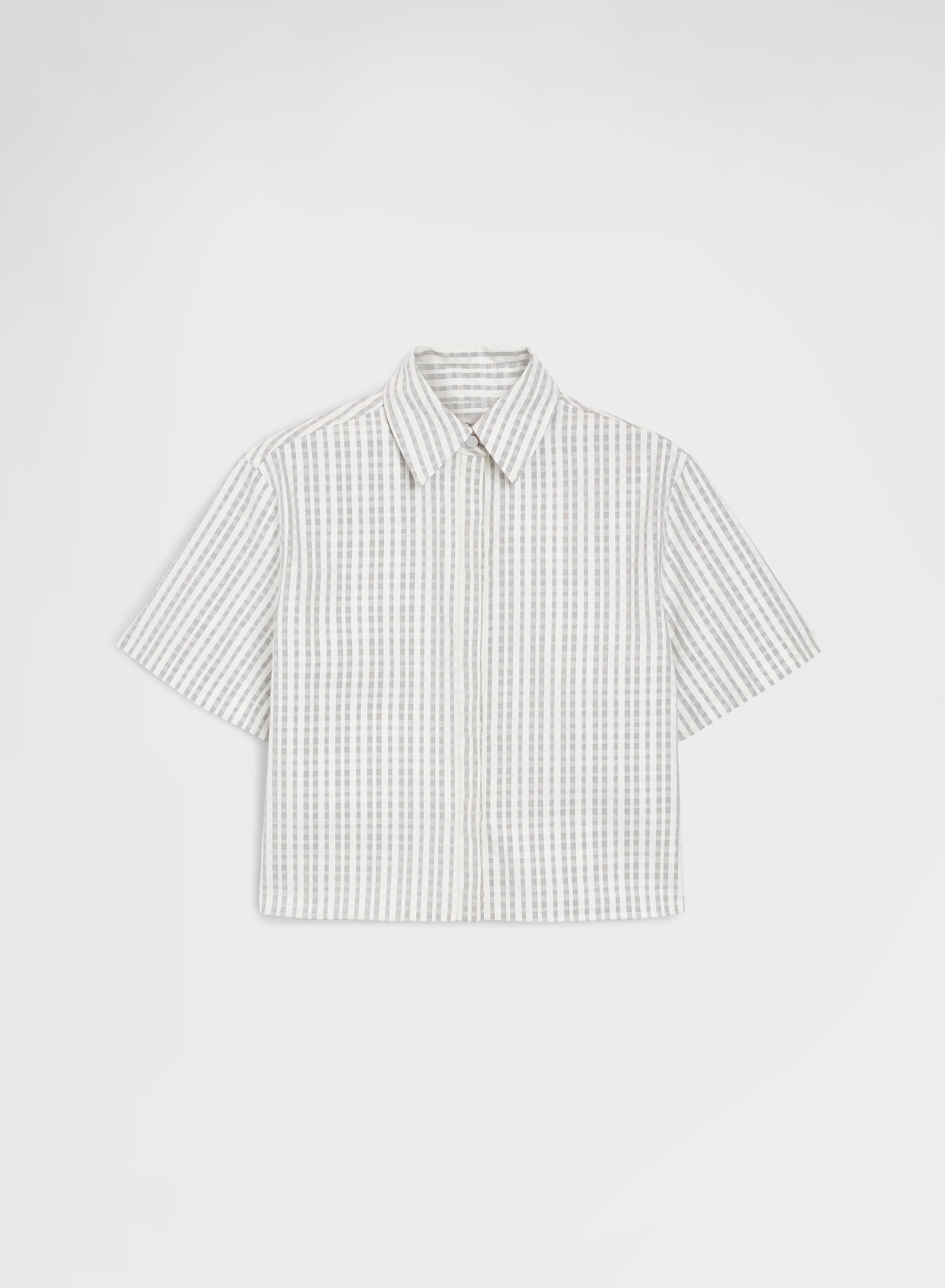 TEXTURED COTTON SILK SHIRT GREY