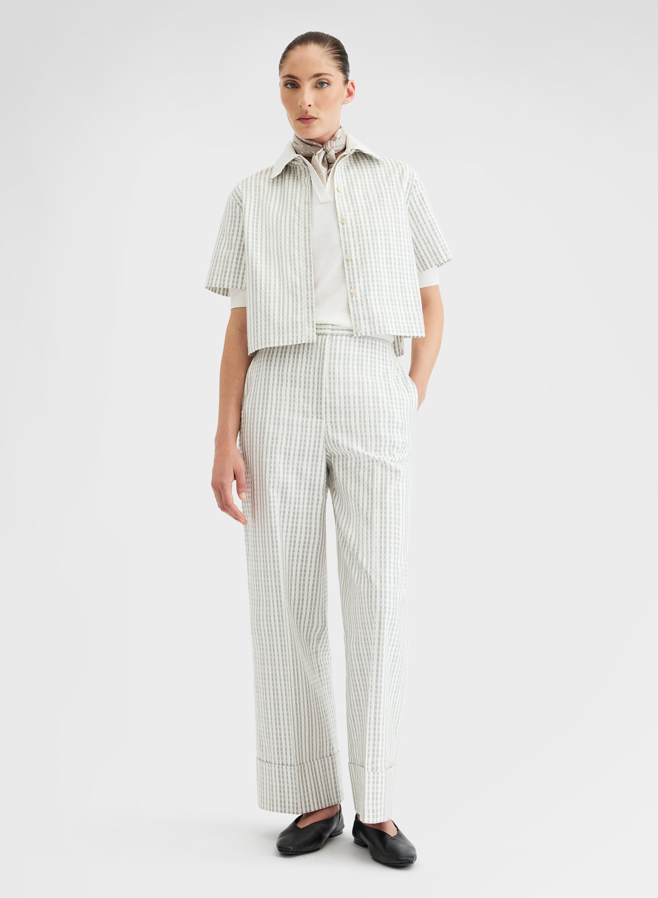 TEXTURED COTTON SILK SHIRT GREY