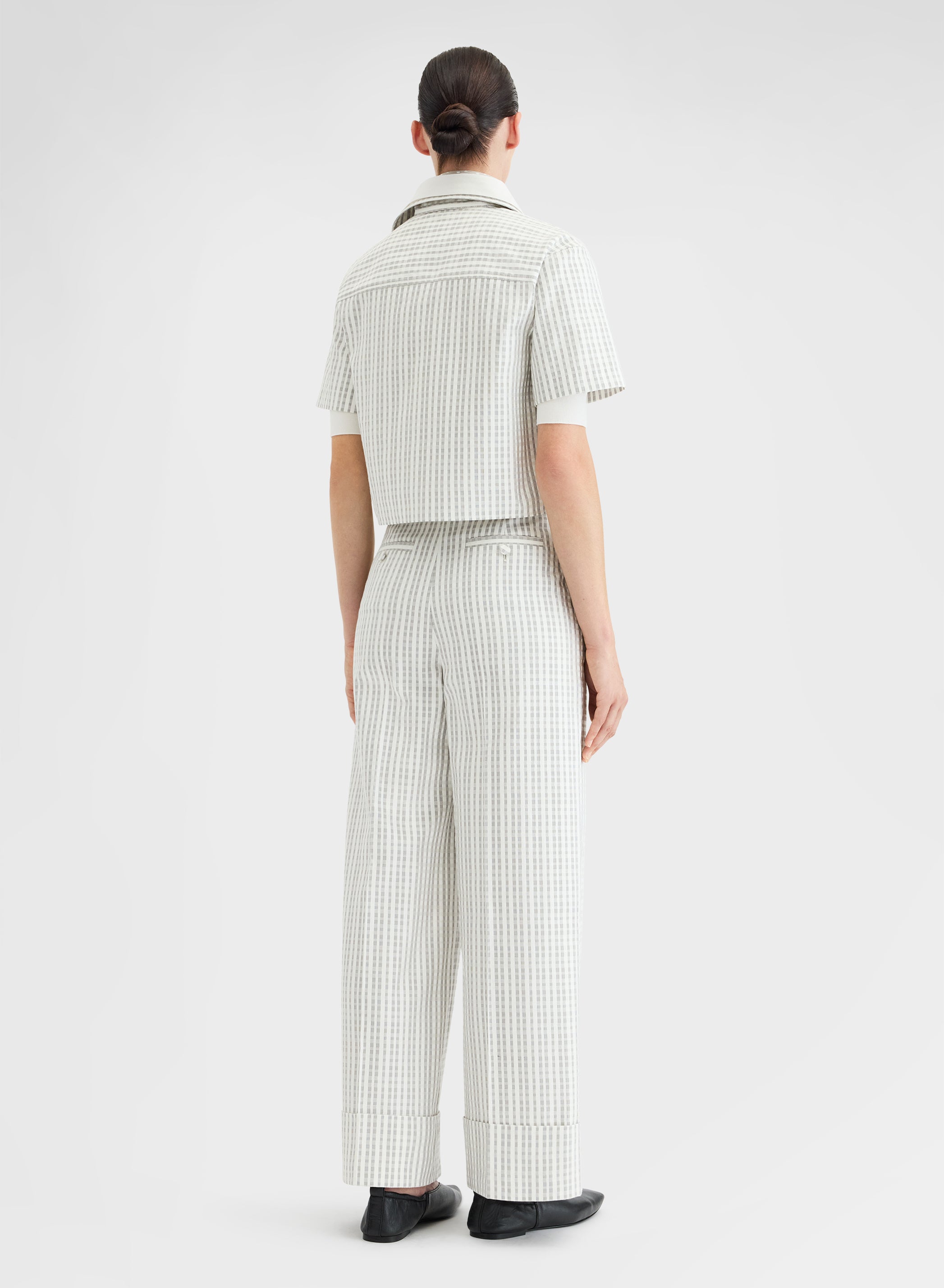 TEXTURED COTTON SILK SHIRT GREY