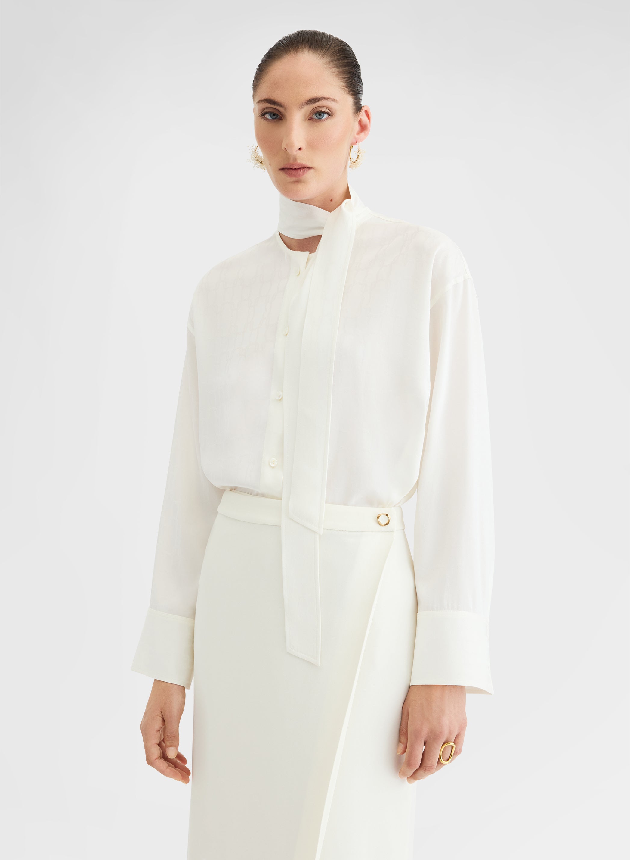 CHAIN JACQUARD SHIRT WHITE