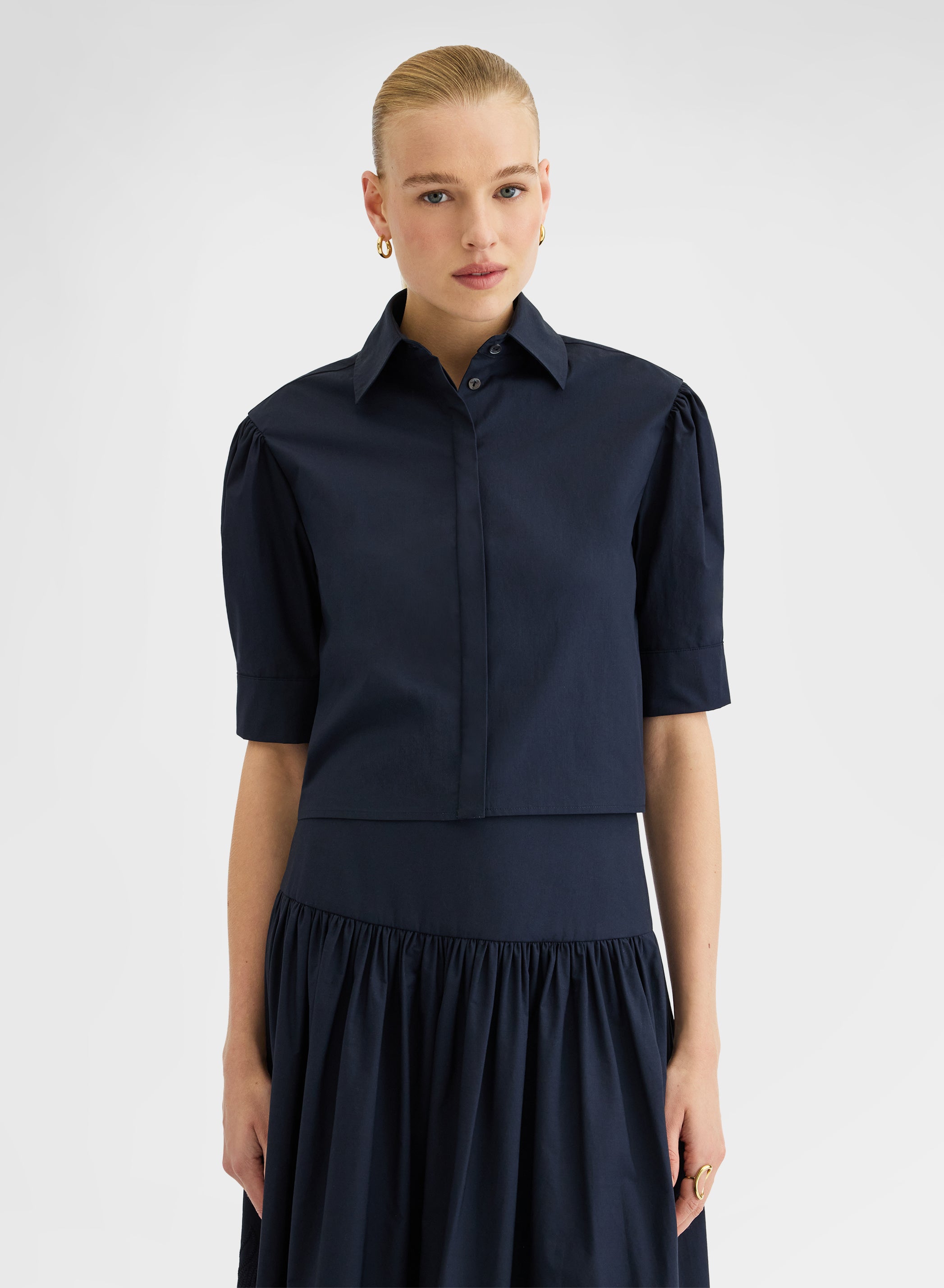 COTTON POPLIN SHIRT NAVY