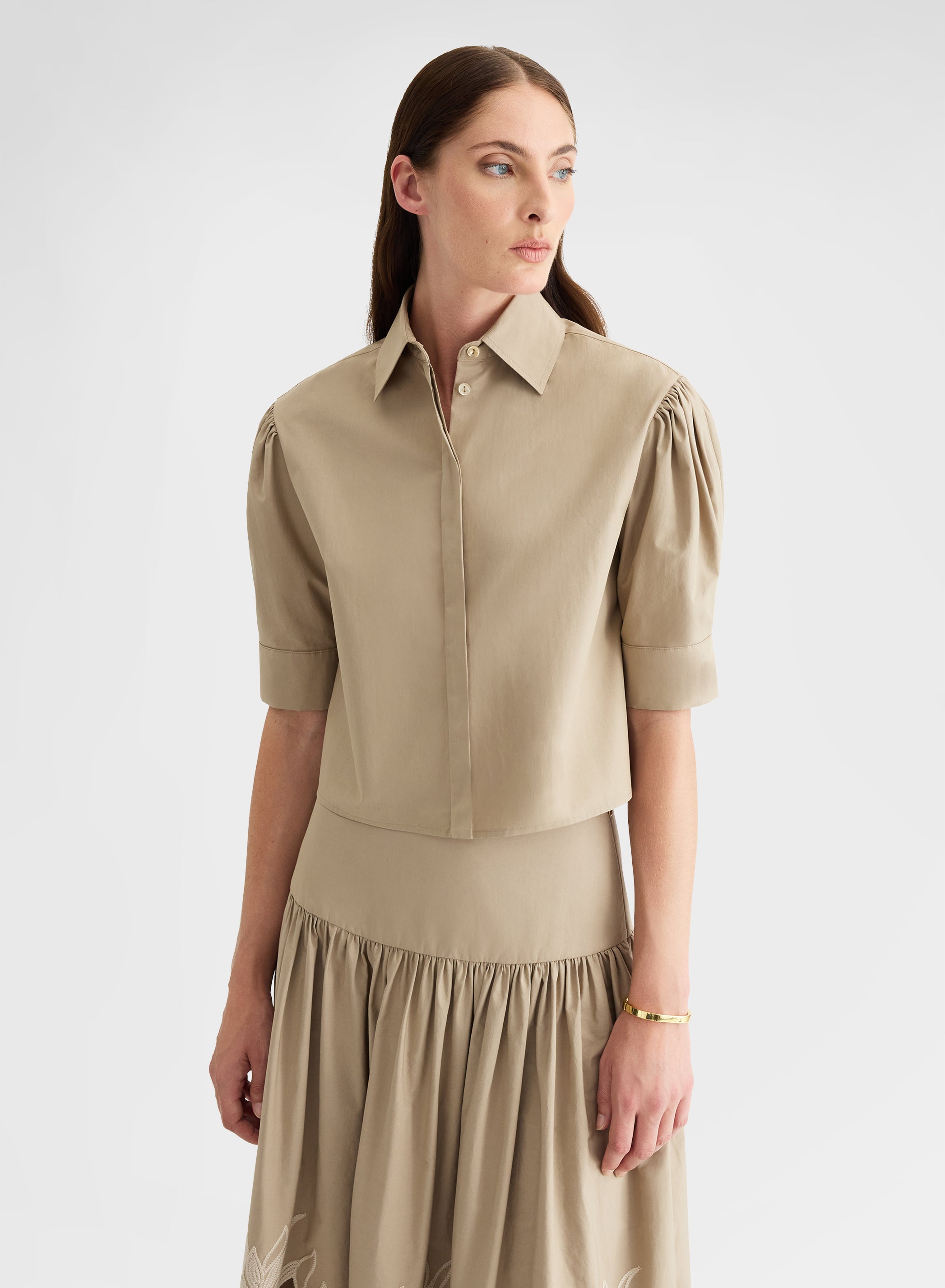 COTTON POPLIN SHIRT KHAKI