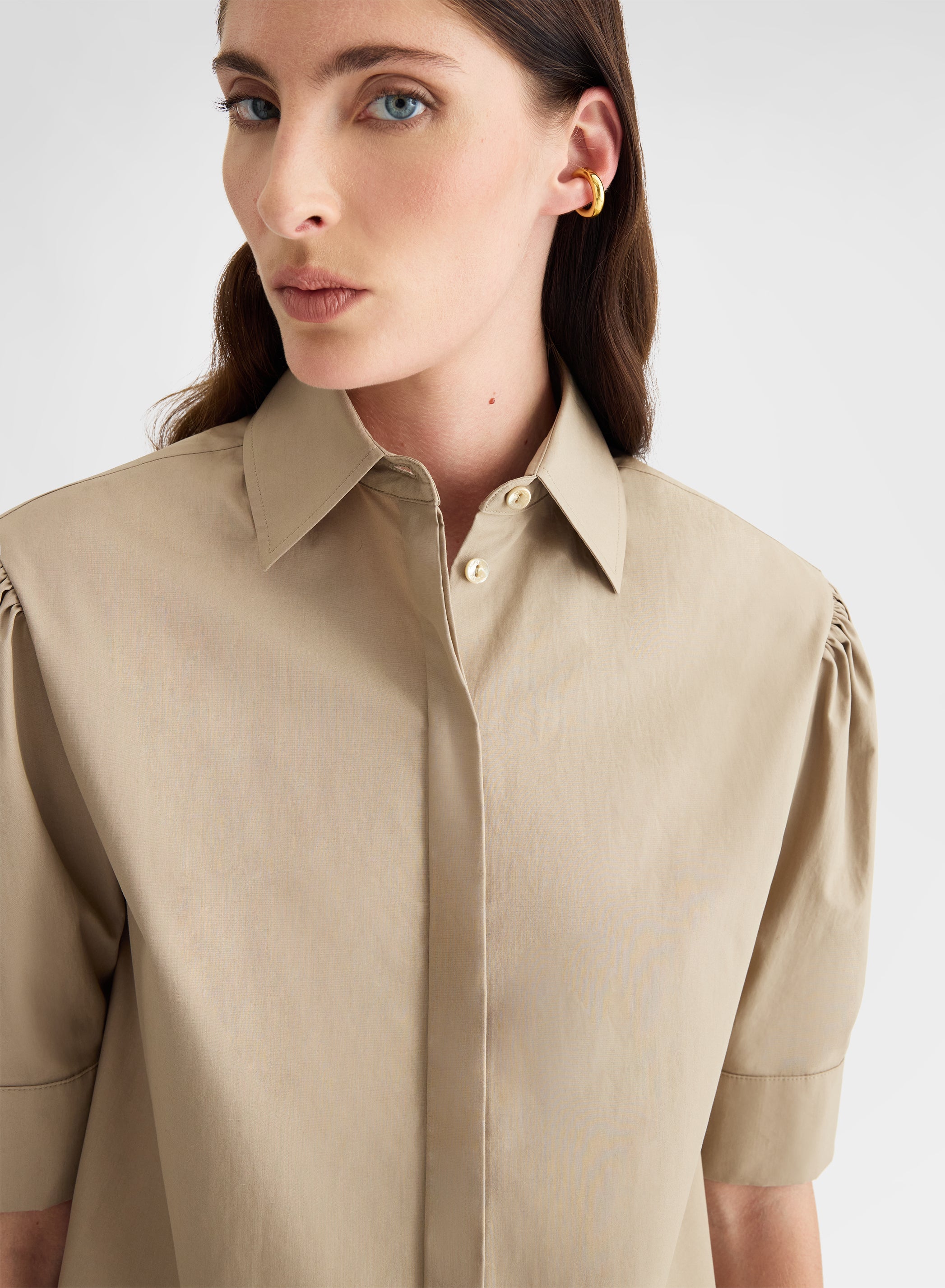 COTTON POPLIN SHIRT KHAKI