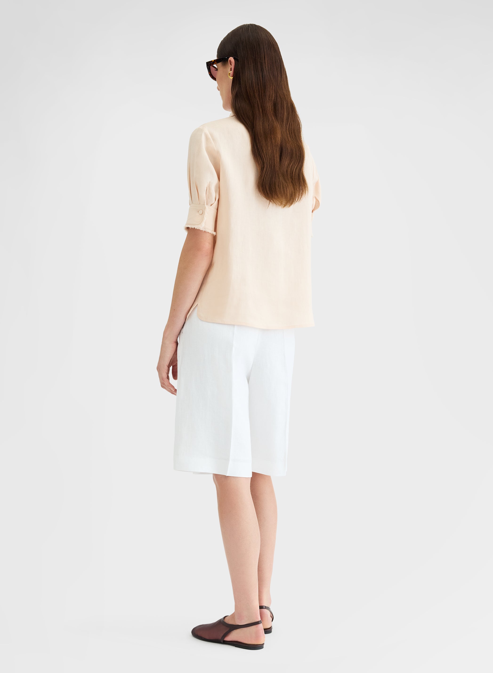 LIGHT LINEN SHORT SLEEVE SHIRT PEACH