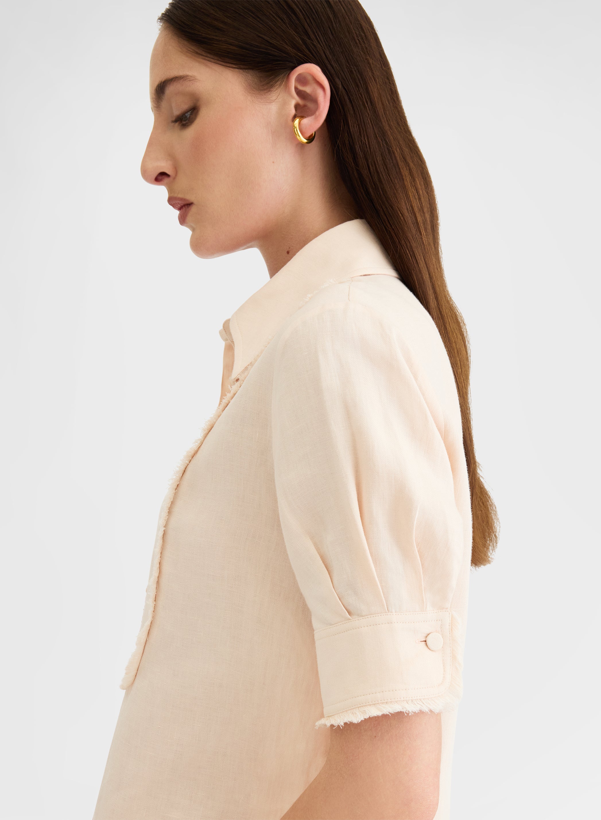 LIGHT LINEN SHORT SLEEVE SHIRT PEACH