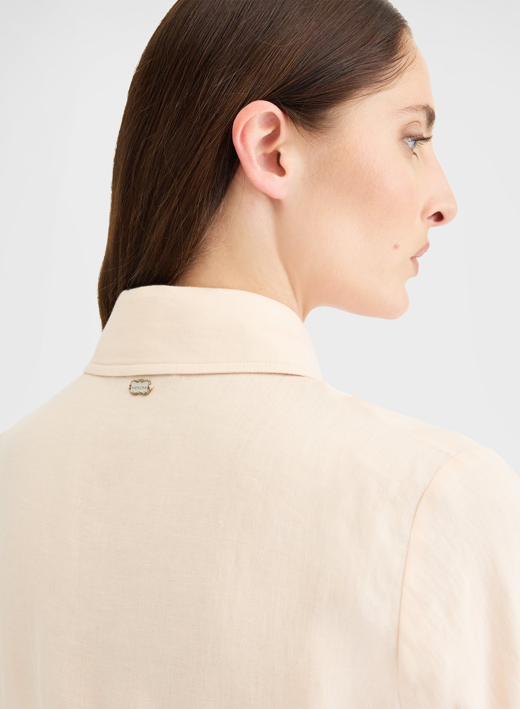 LIGHT LINEN SHORT SLEEVE SHIRT PEACH