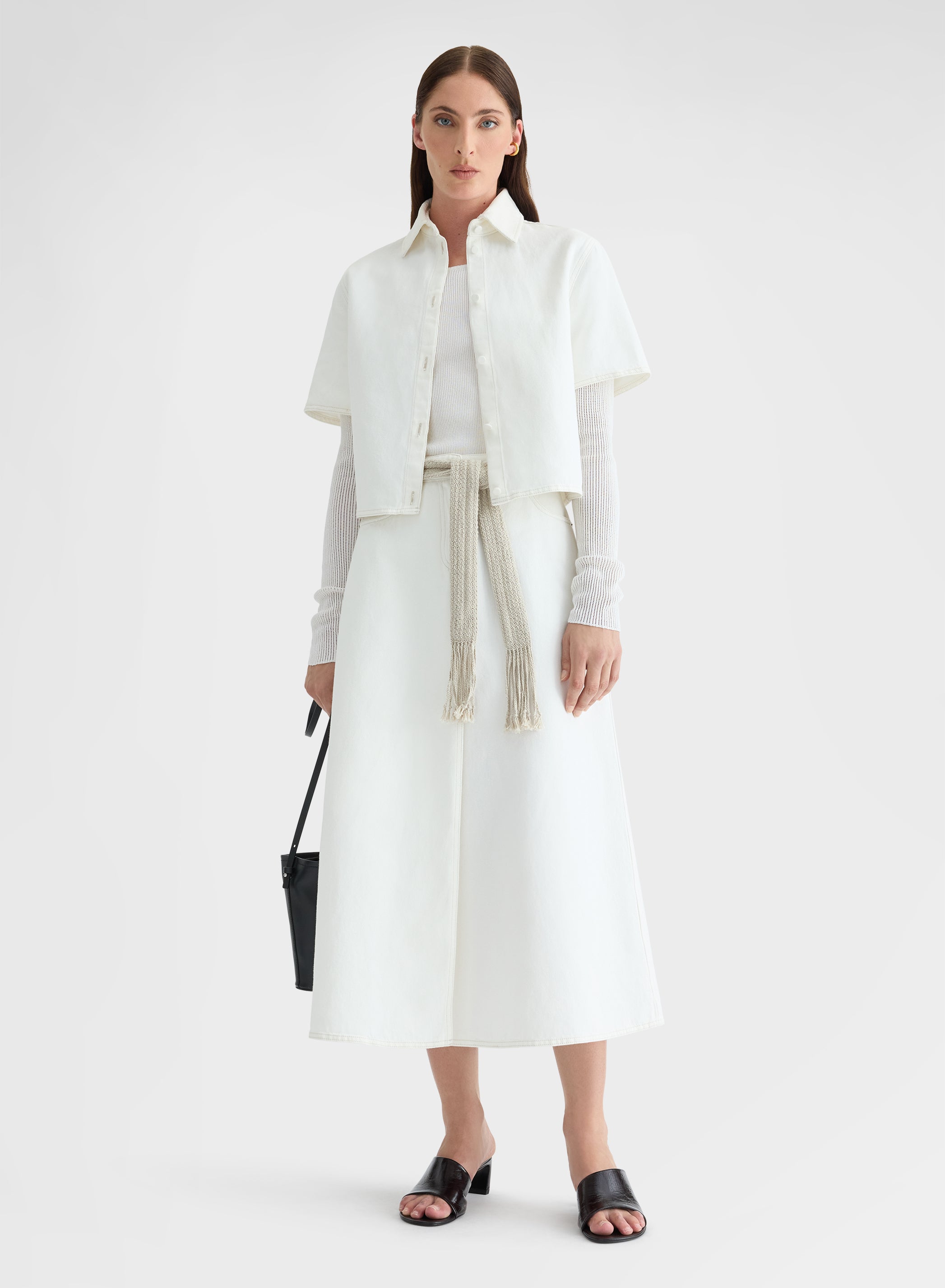 COTTON LINEN DENIM SHIRT WHITE