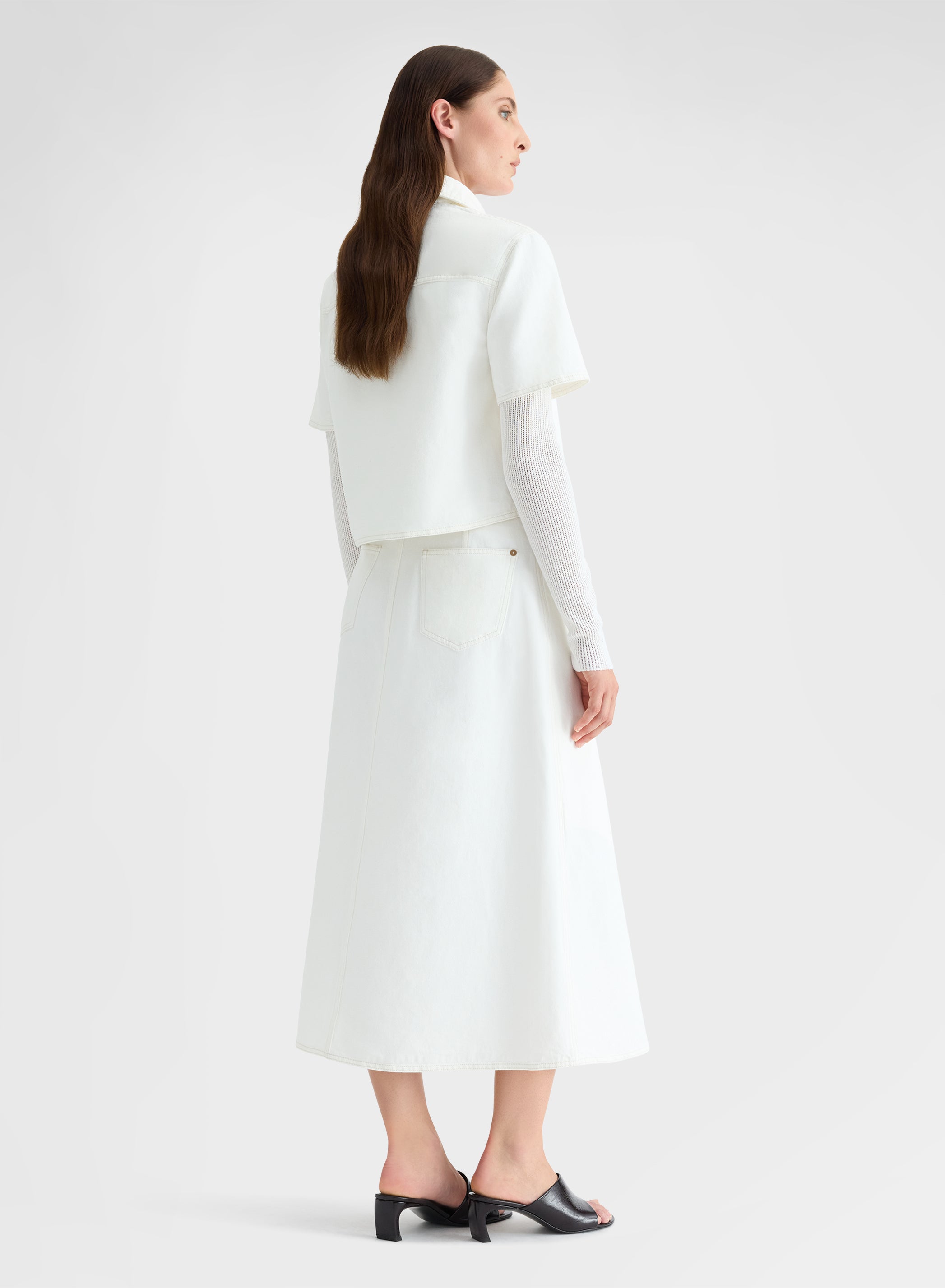 COTTON LINEN DENIM SHIRT WHITE