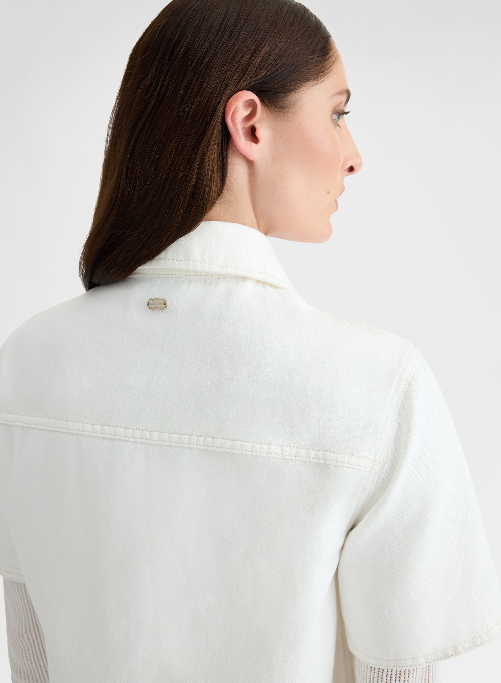 COTTON LINEN DENIM SHIRT WHITE