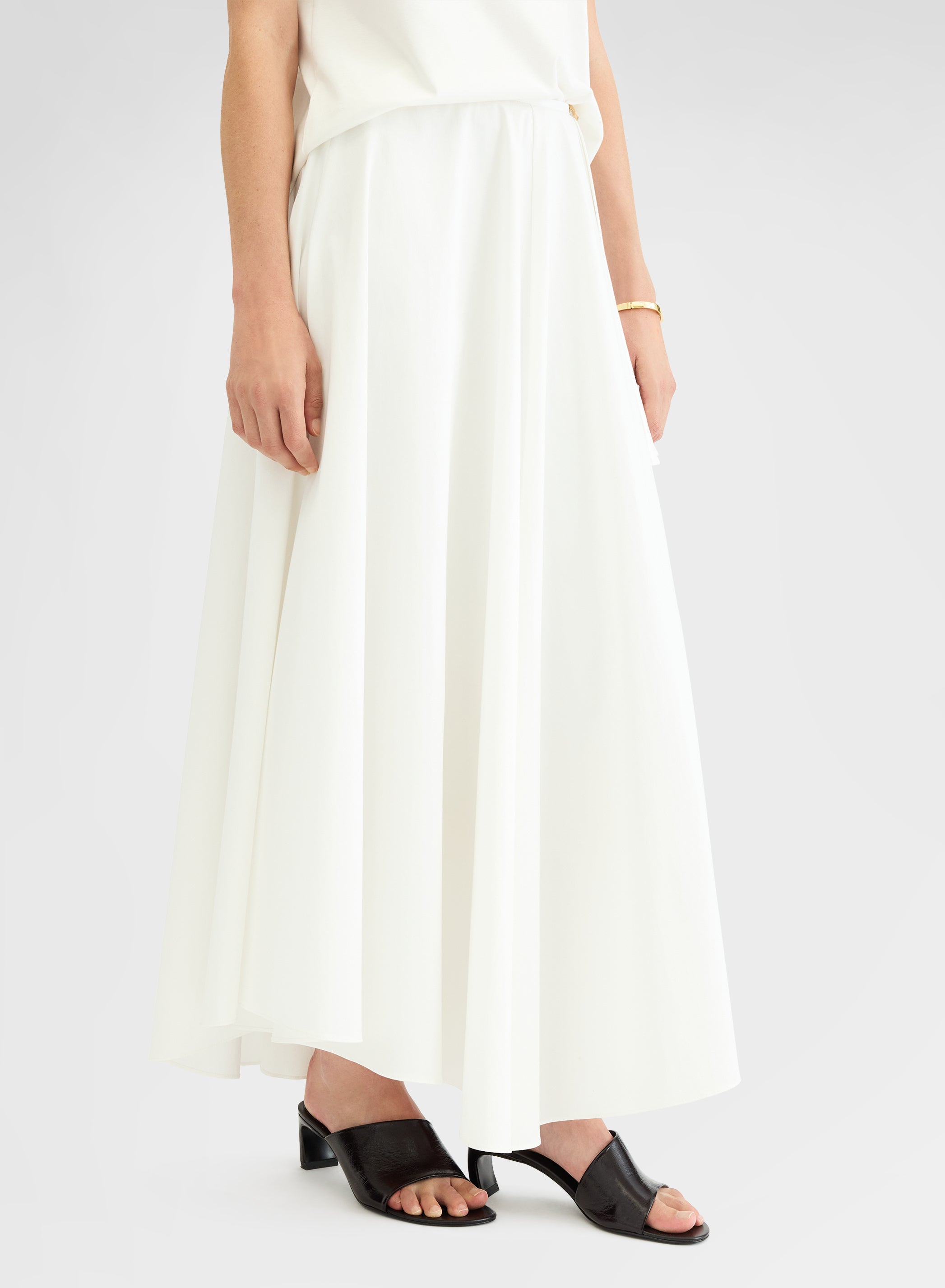 COTTON SATIN SKIRT WHITE