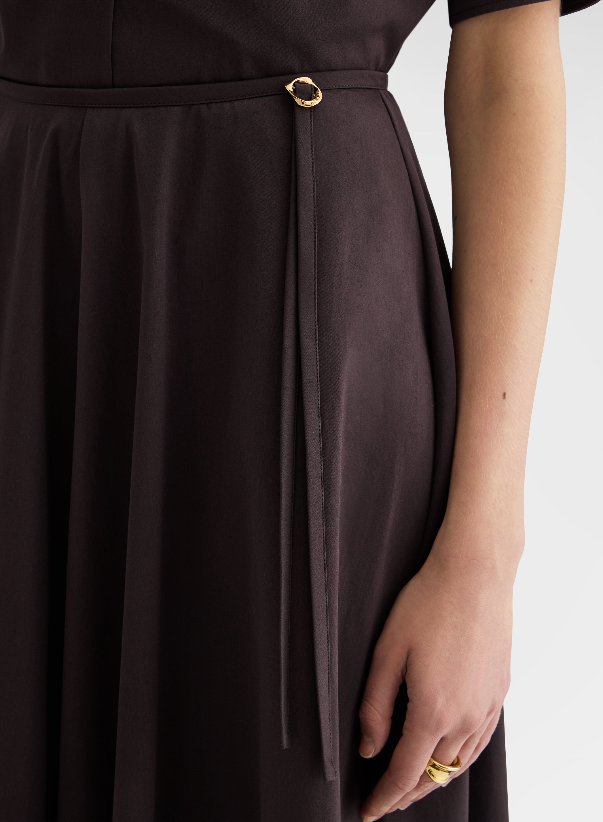 COTTON SATIN SKIRT CHOCOLATE
