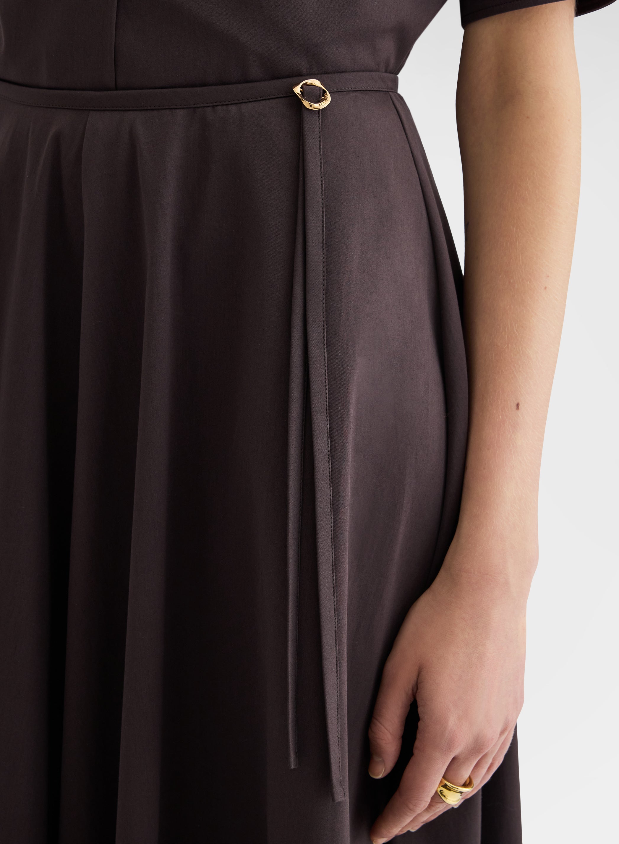 COTTON SATIN SKIRT CHOCOLATE