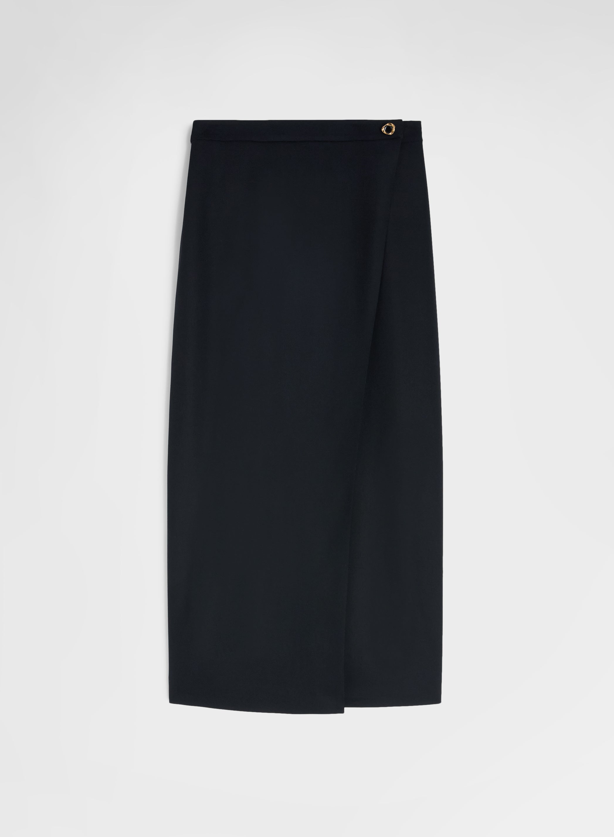 FLUID VISCOSE WOOL SKIRT BLACK