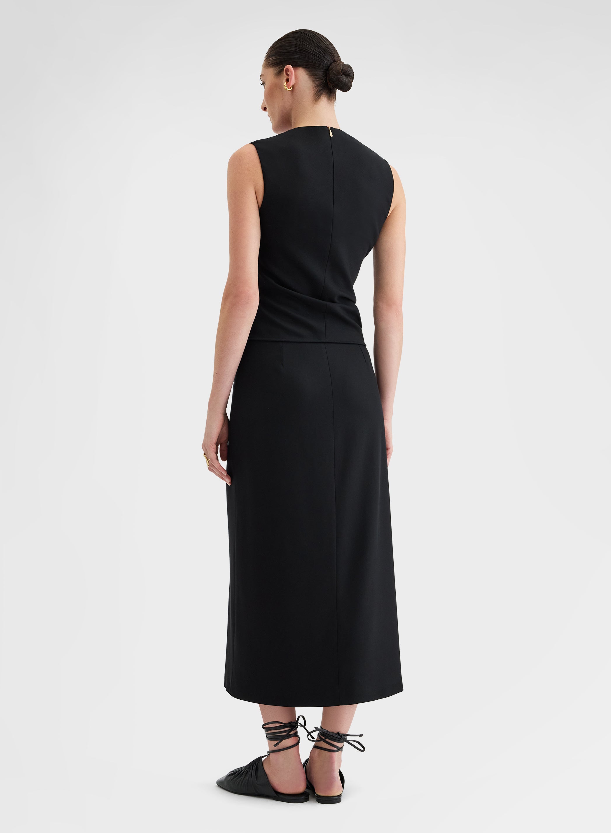 FLUID VISCOSE WOOL SKIRT BLACK