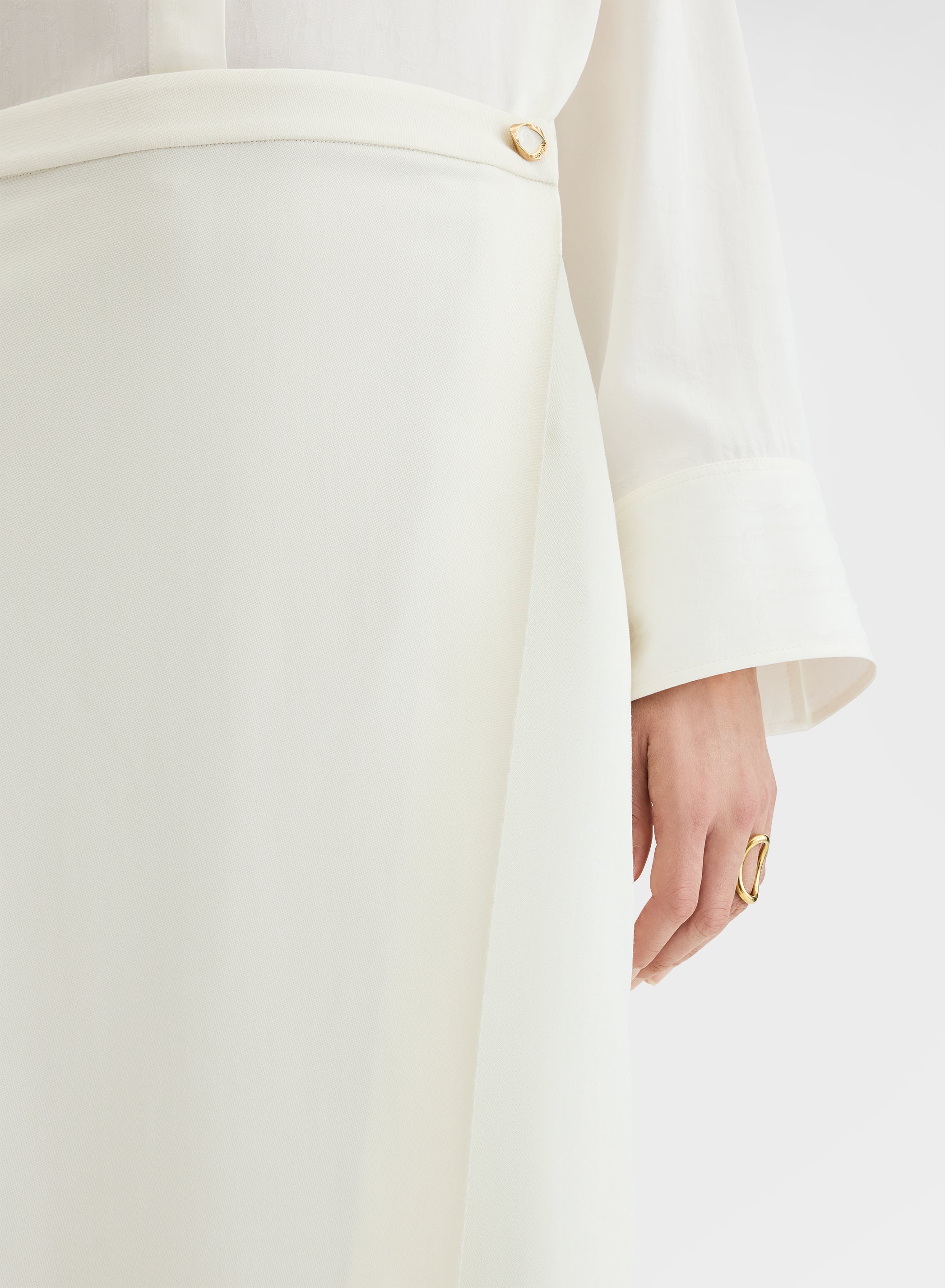 FLUID VISCOSE WOOL SKIRT WHITE