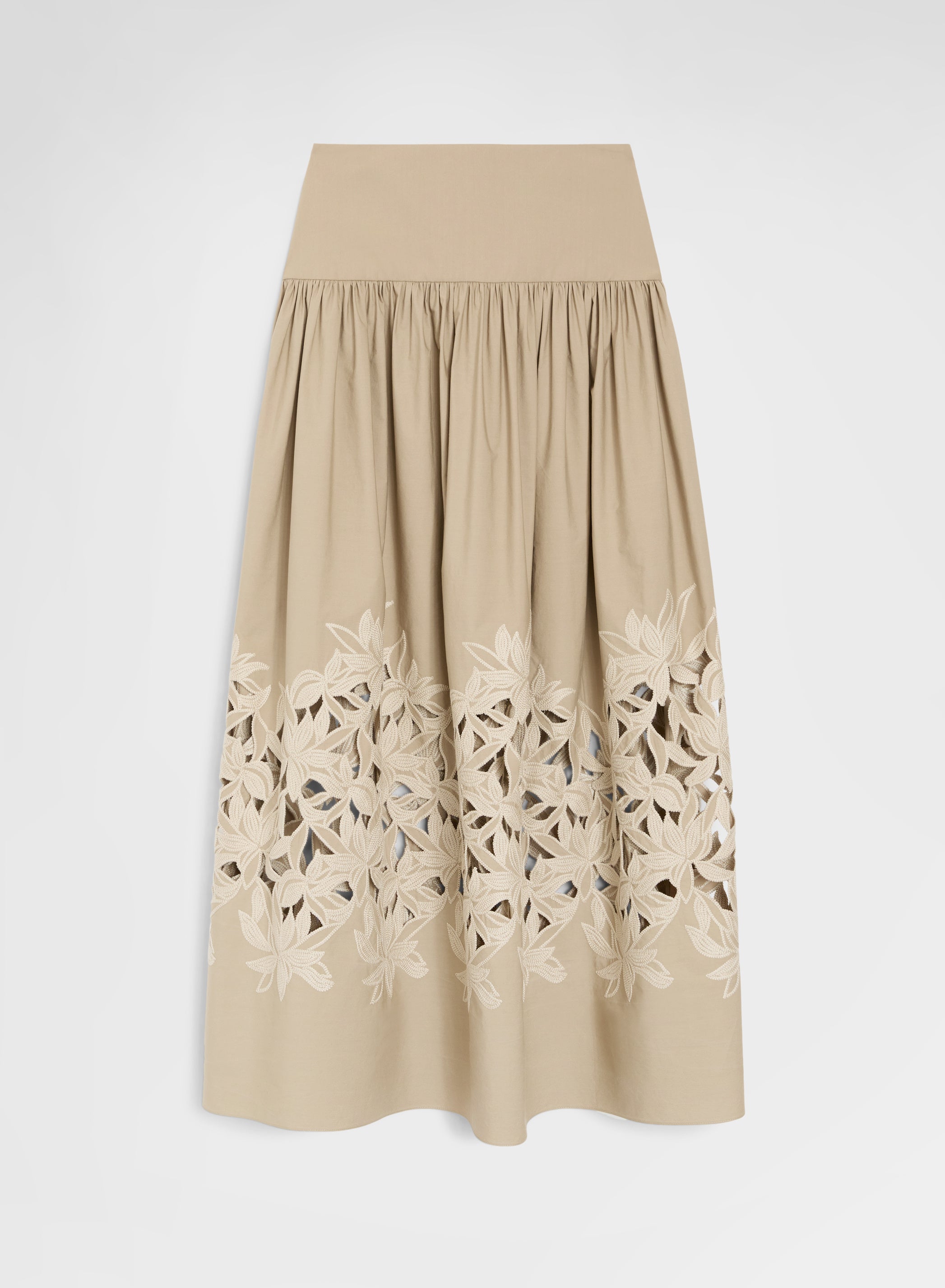 Cotton Poplin Skirt Khaki Crisp Hand SS26 | Agnona