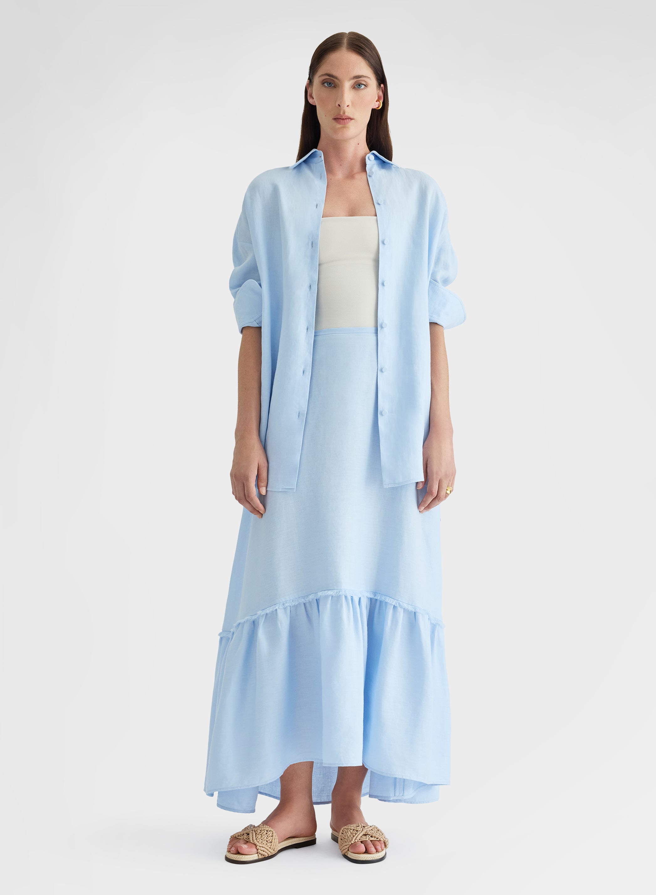 LIGHT LINEN SKIRT CLOUD