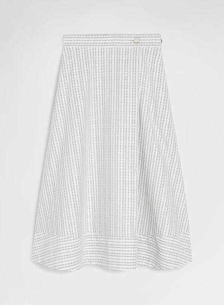 Cotton Silk Vichy Skirt Grey A-Line Three-Dimensional | Agnona