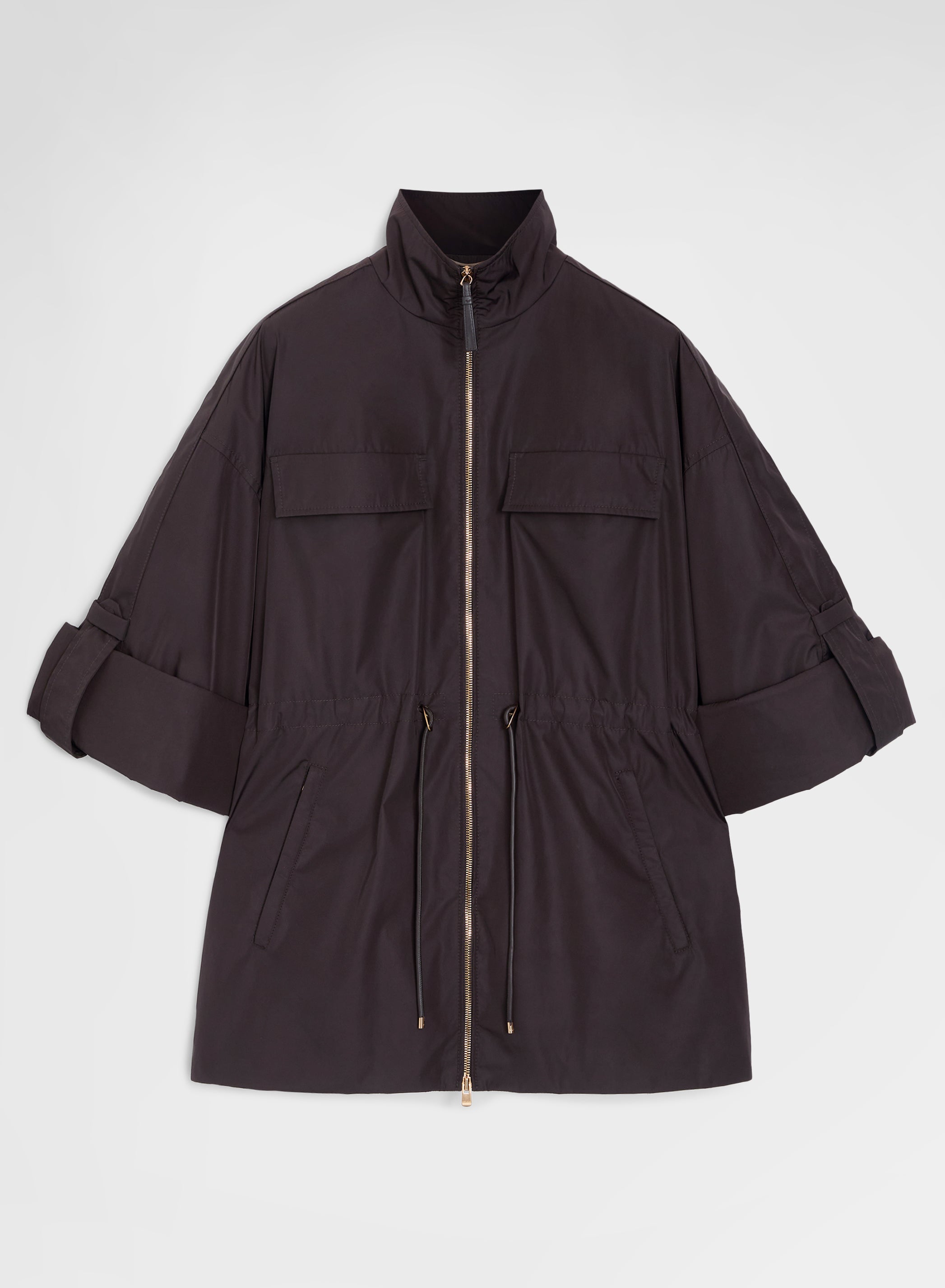 Nylon Taffeta Jacket Chocolate Brown Technical | Agnona Italy