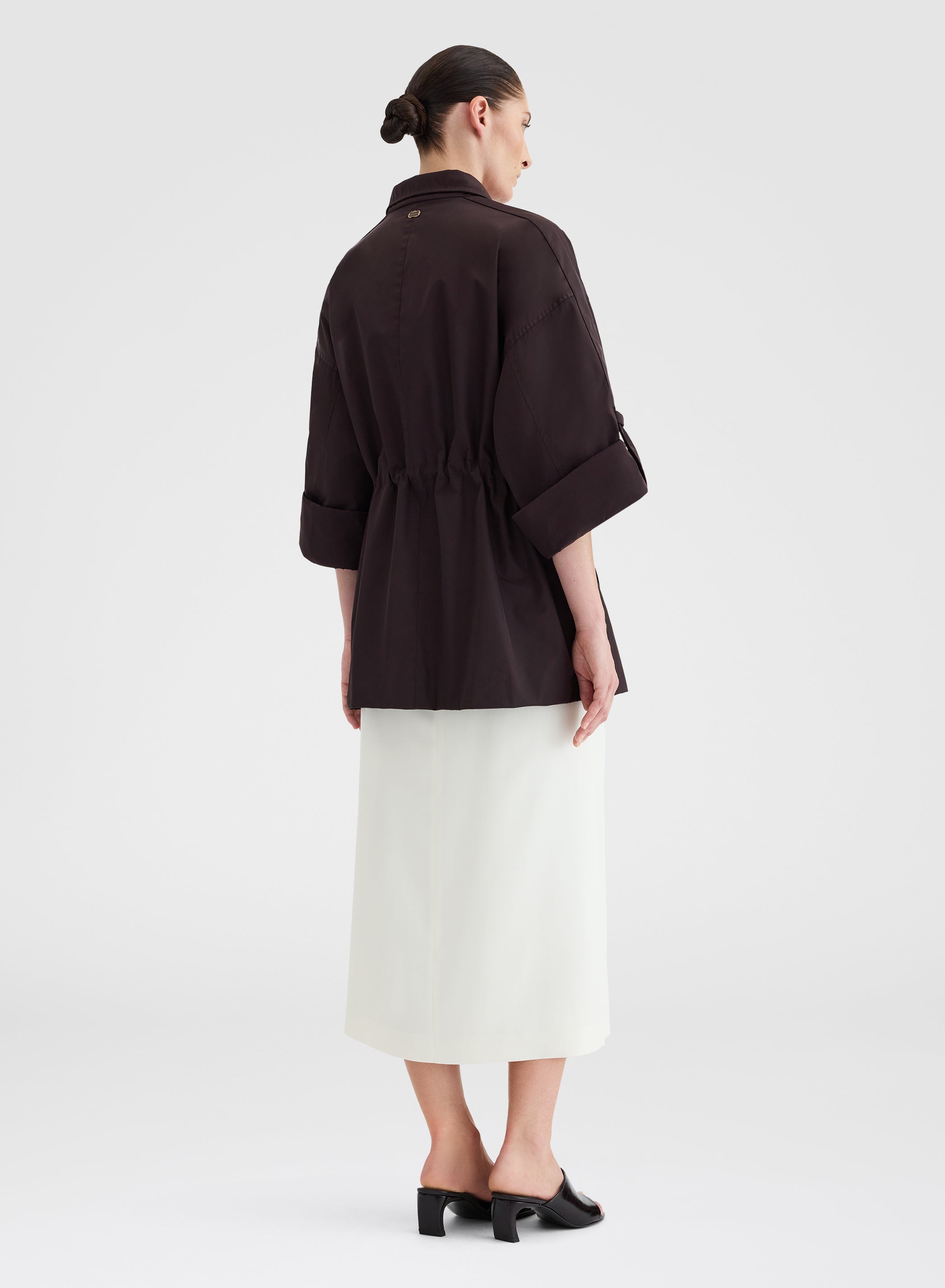 Nylon Taffeta Jacket Chocolate Brown Technical | Agnona Italy