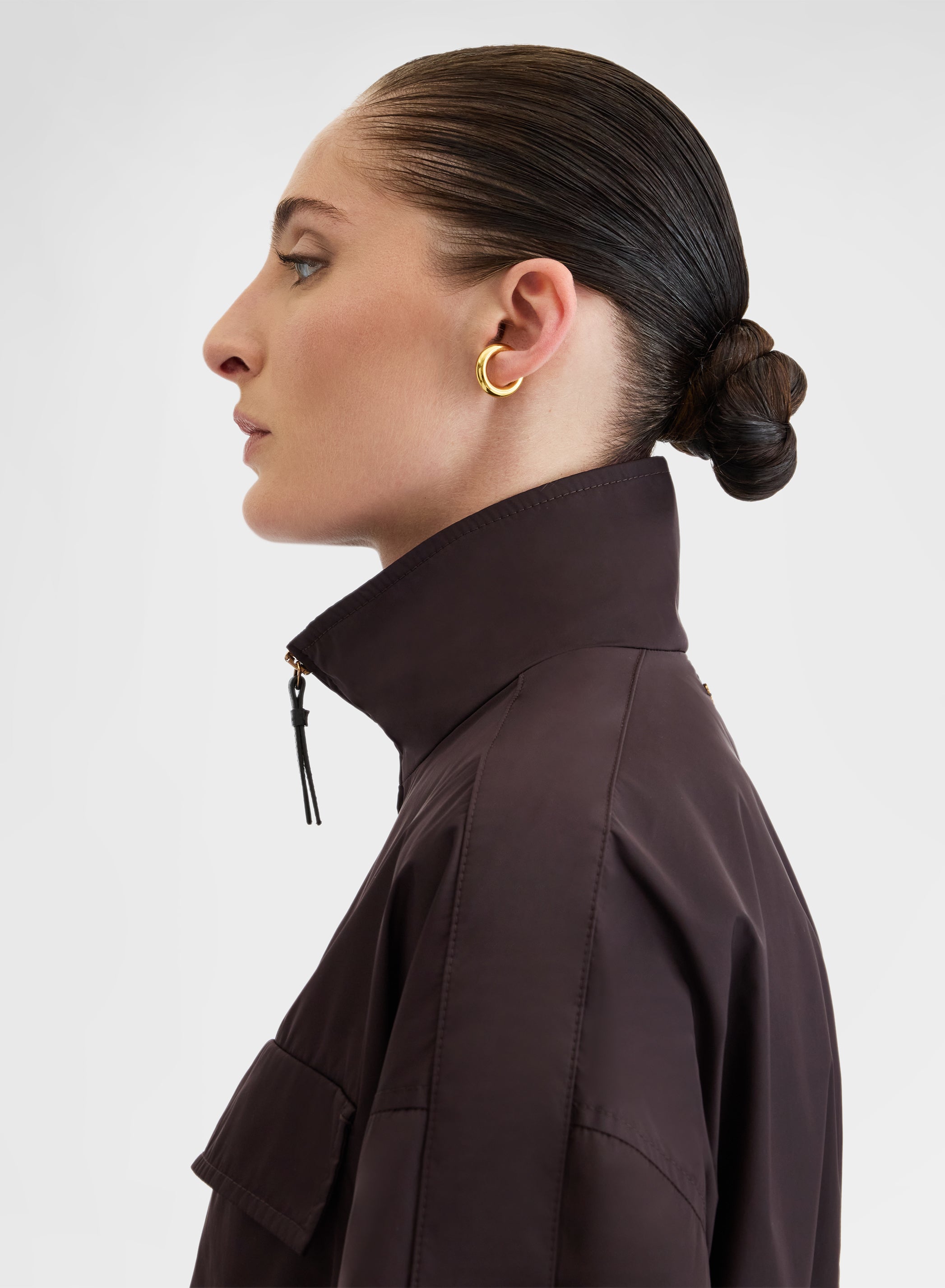 Nylon Taffeta Jacket Chocolate Brown Technical | Agnona Italy