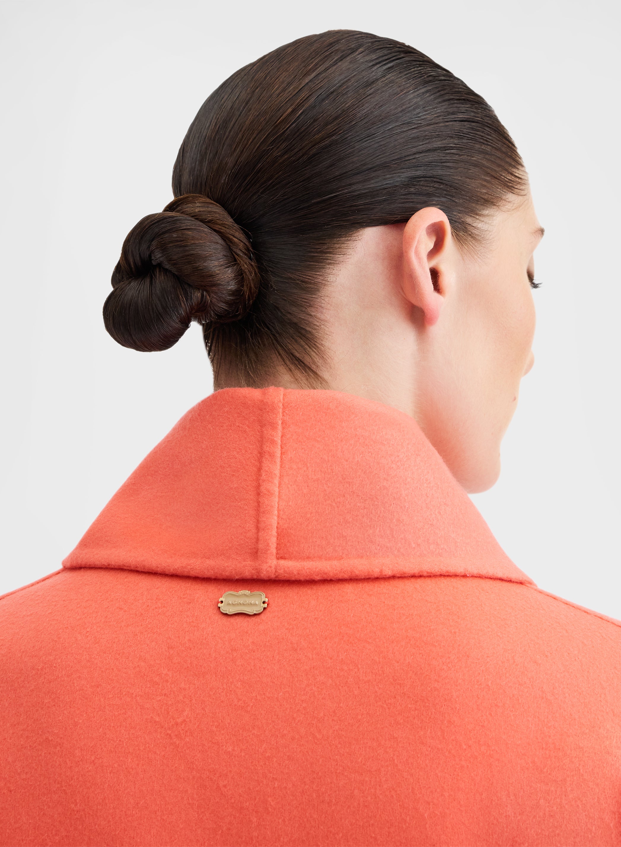 Wool Cashmere Short Coat Sunset Red Belted | Agnona Italy