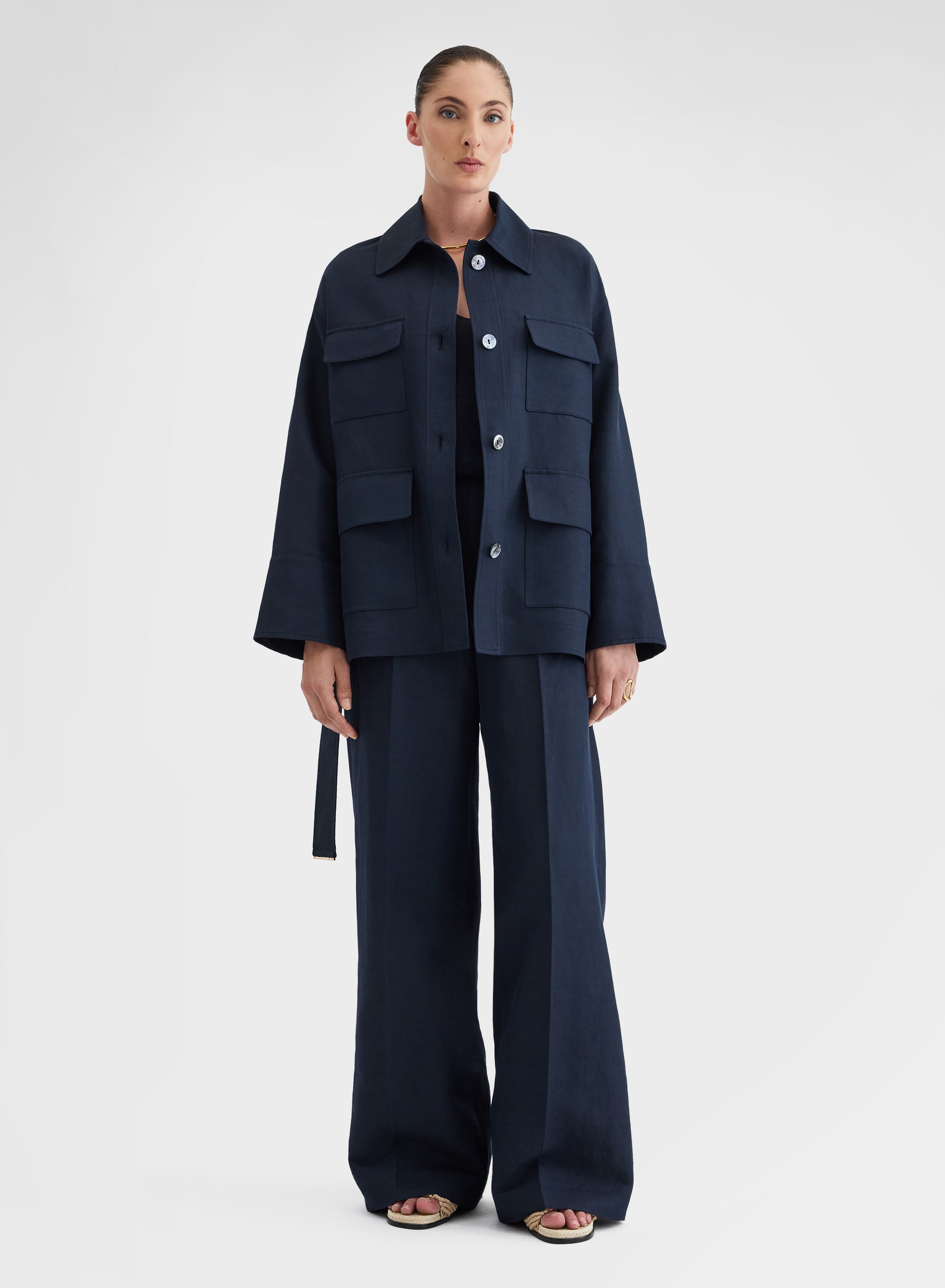 COTTON BLEND TWILL CABAN NAVY