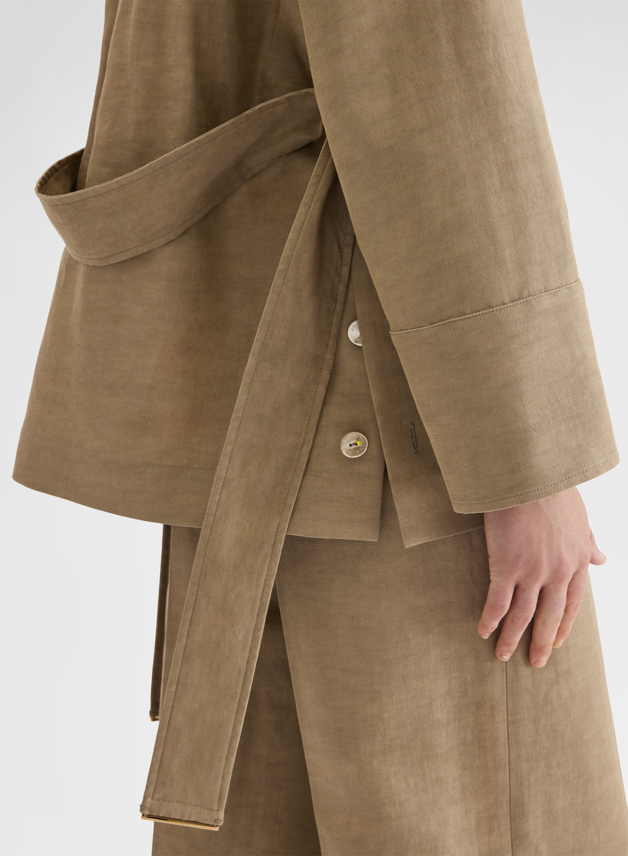 Cotton Linen Silk Sahariana Jacket Khaki | Agnona