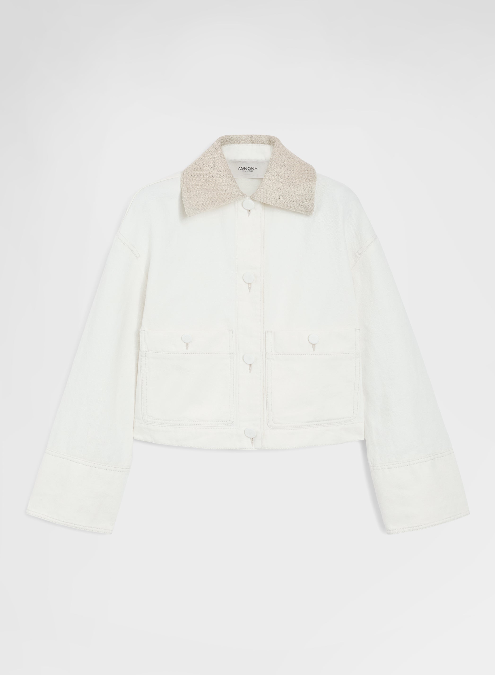 Cotton Linen Denim Jacket White Boxy Oversized | Agnona Italy