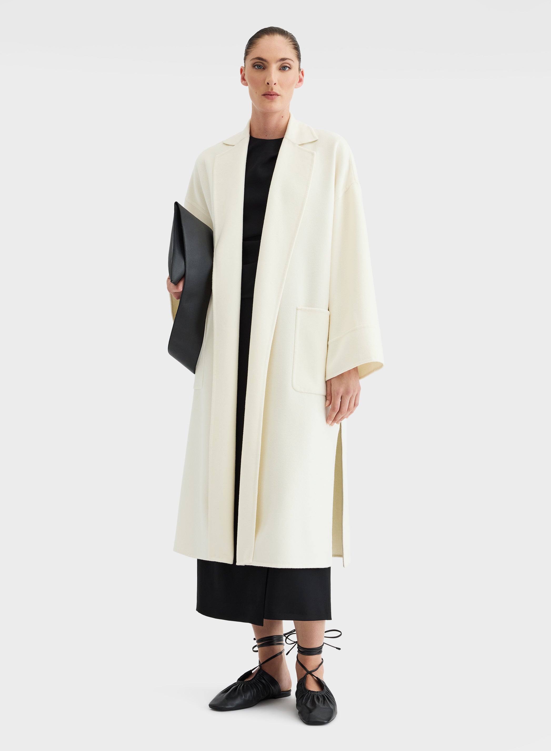 Wool Cashmere Double Face Coat White Oversized | Agnona