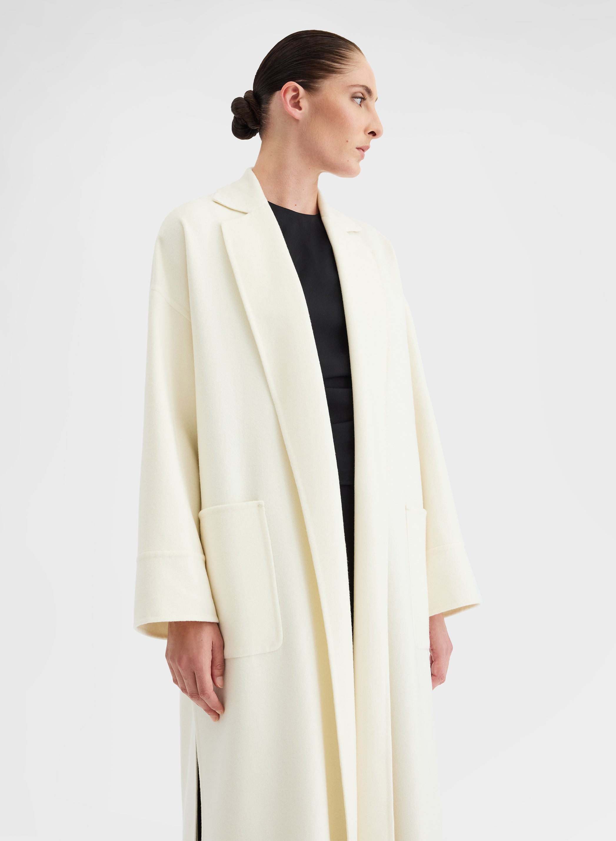 Wool Cashmere Double Face Coat White Oversized | Agnona
