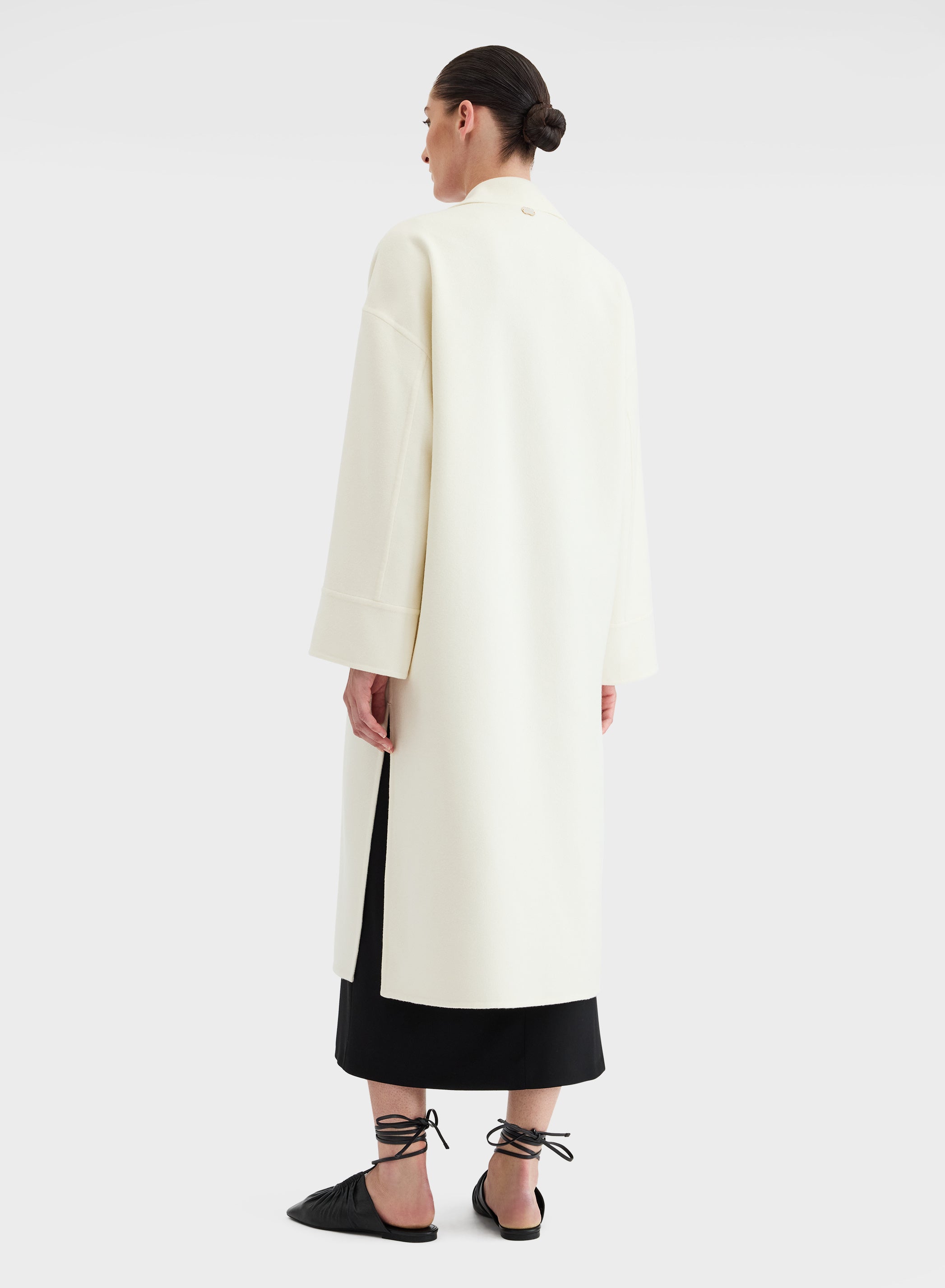 Wool Cashmere Double Face Coat White Oversized | Agnona
