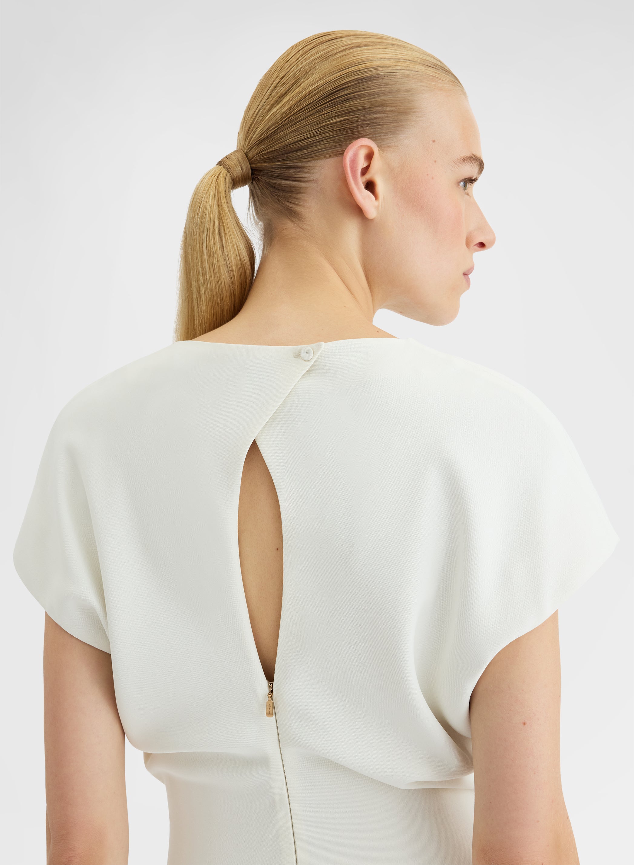 FLUID VISCOSE WOOL DRESS WHITE