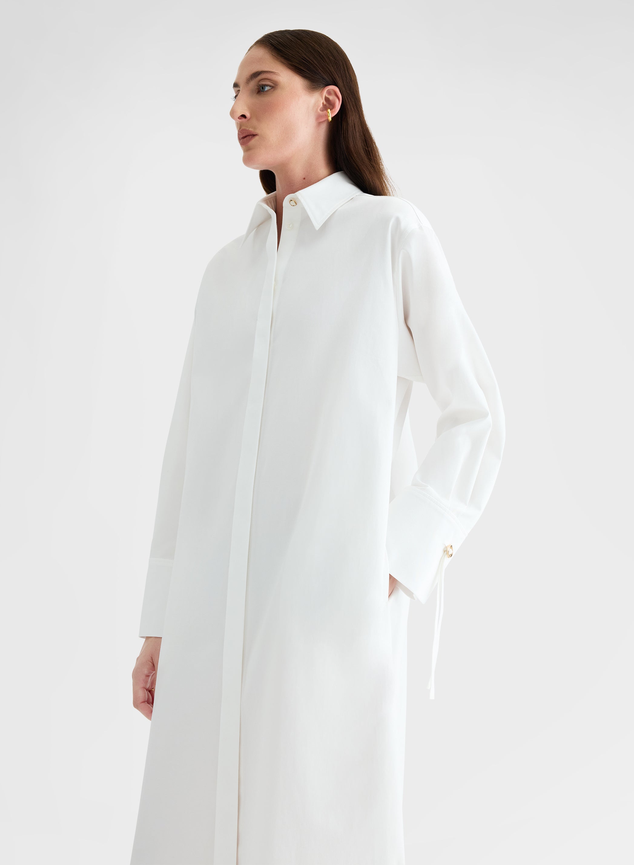 COTTON SATIN DRESS WHITE