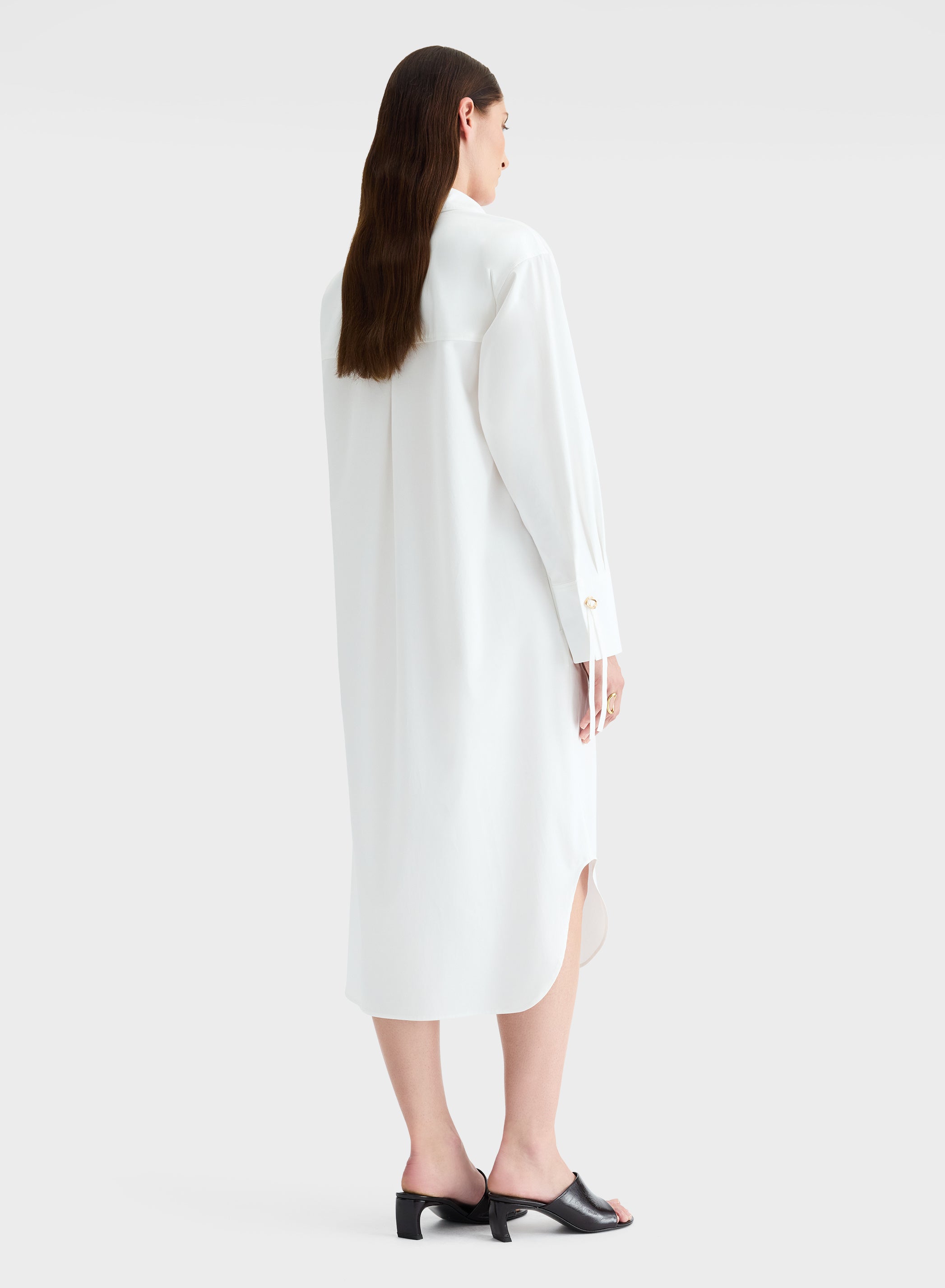 COTTON SATIN DRESS WHITE