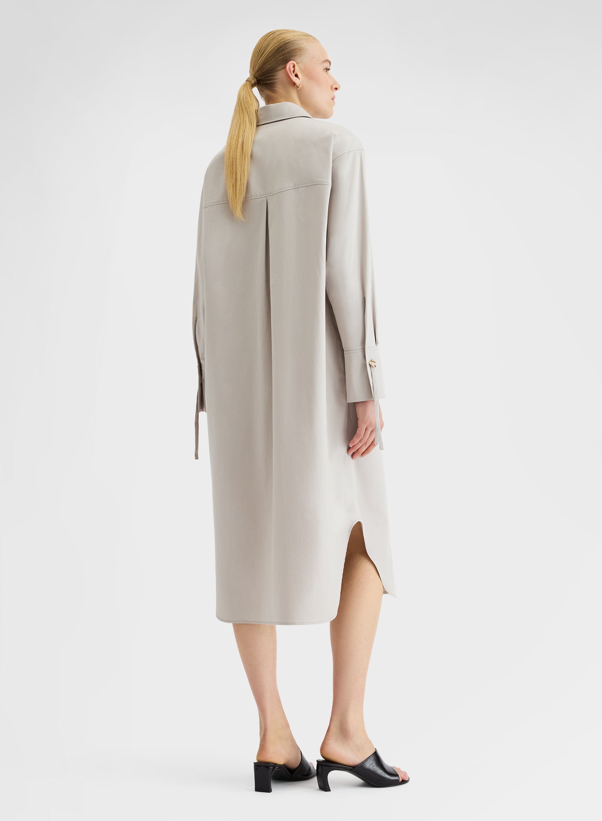 COTTON SATIN DRESS GREY