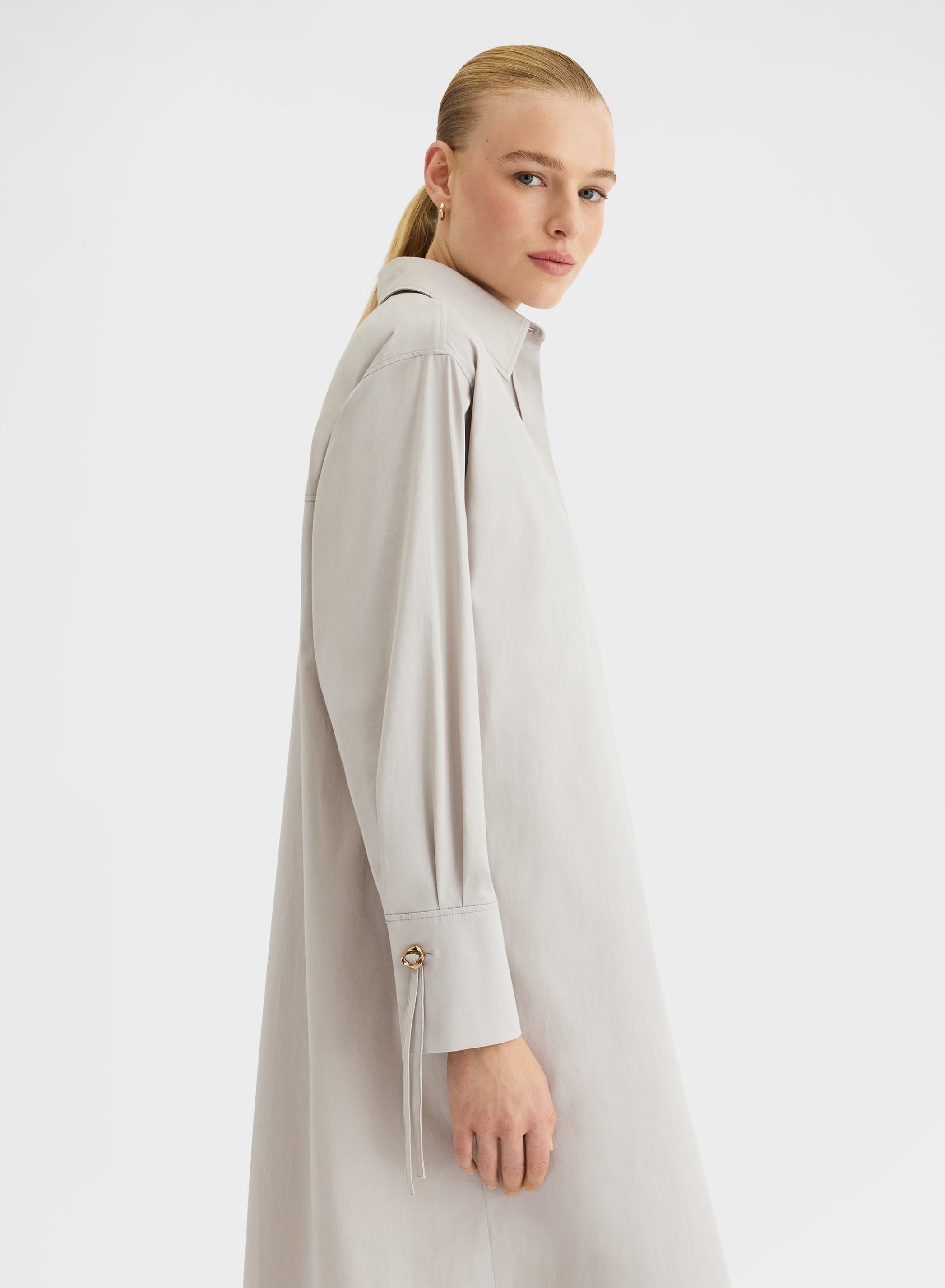 COTTON SATIN DRESS GREY